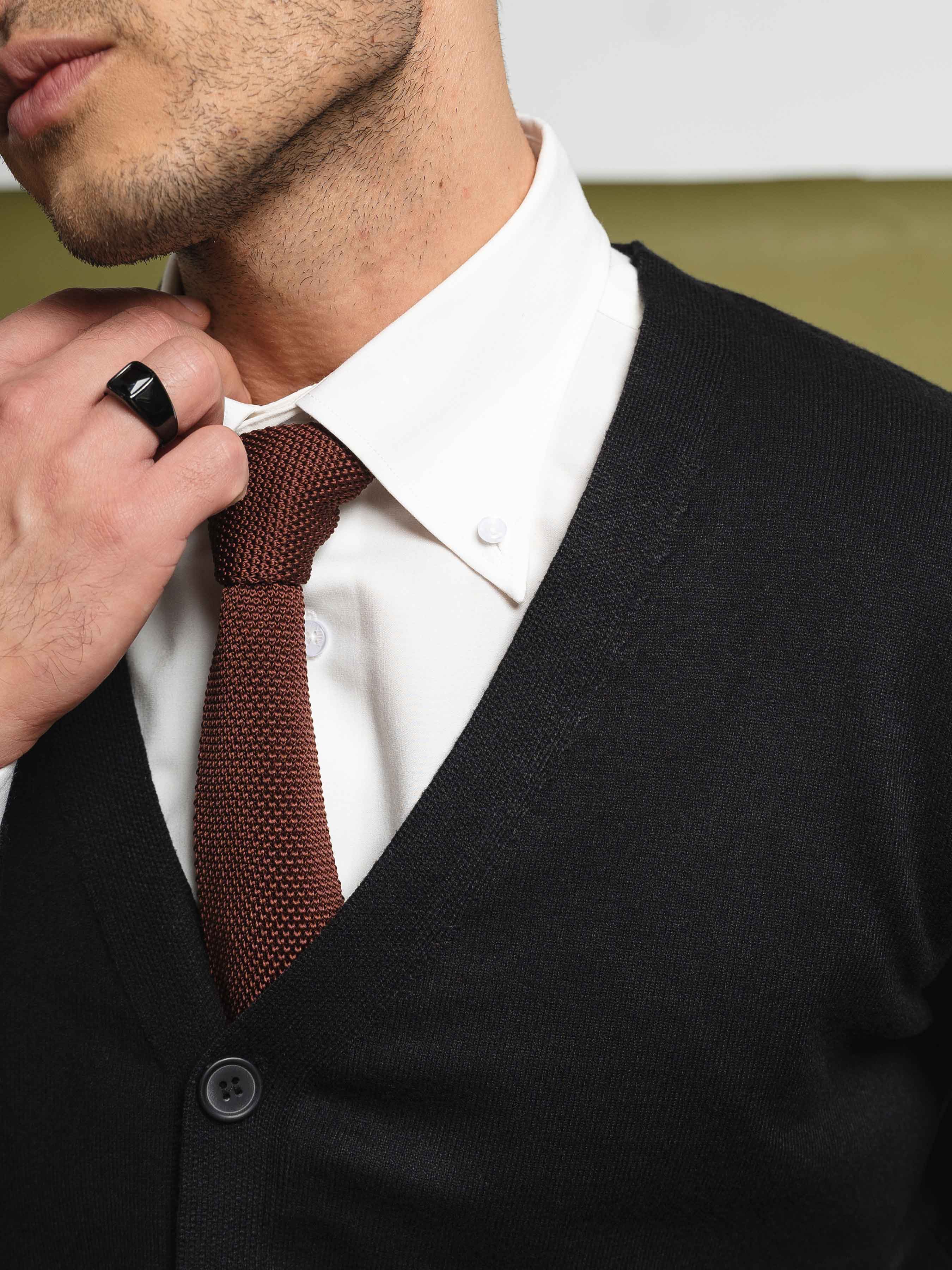 Knit Cardigan - Black Button-Up