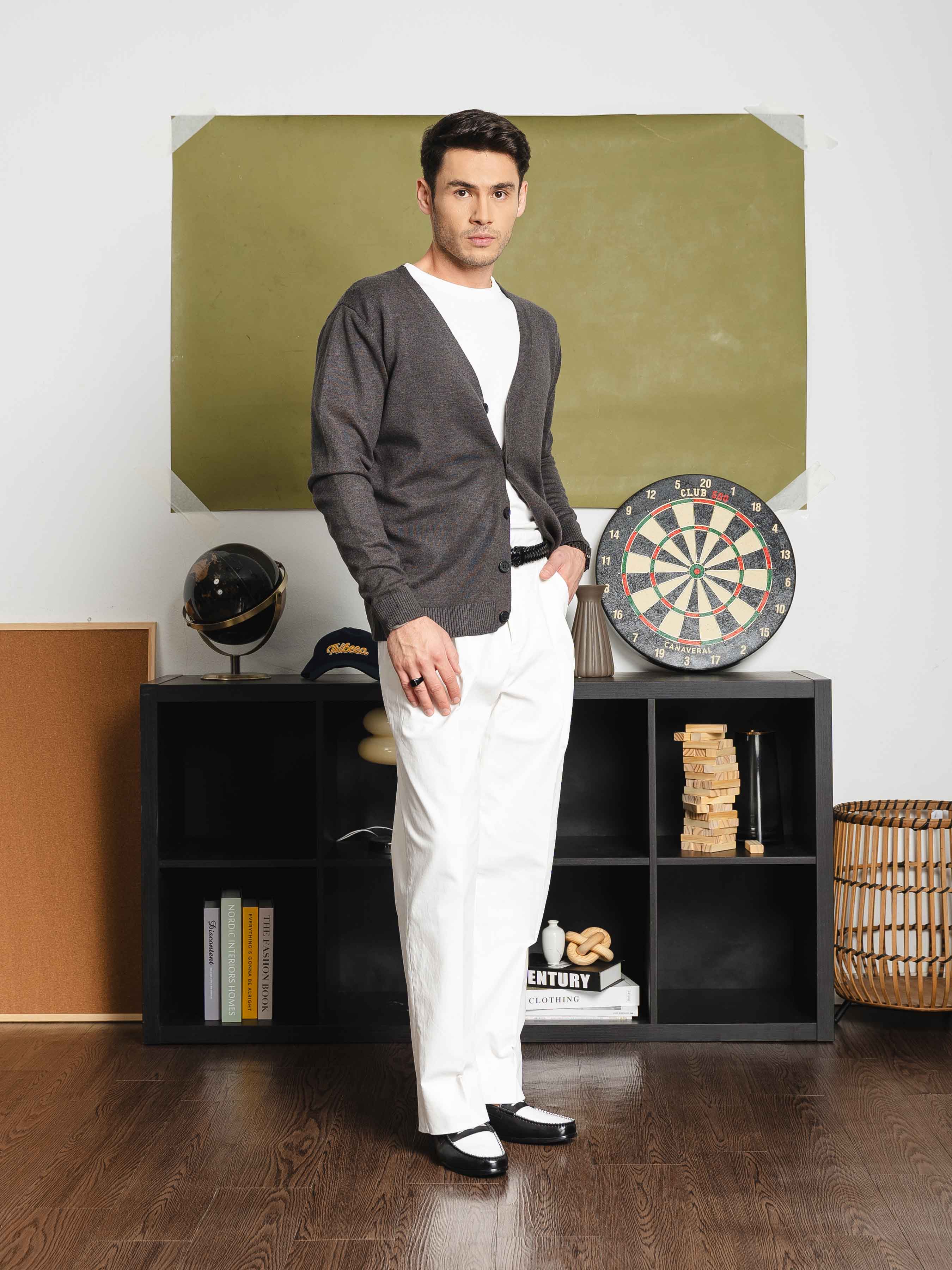 Knit Cardigan - Dark Grey Button-Up