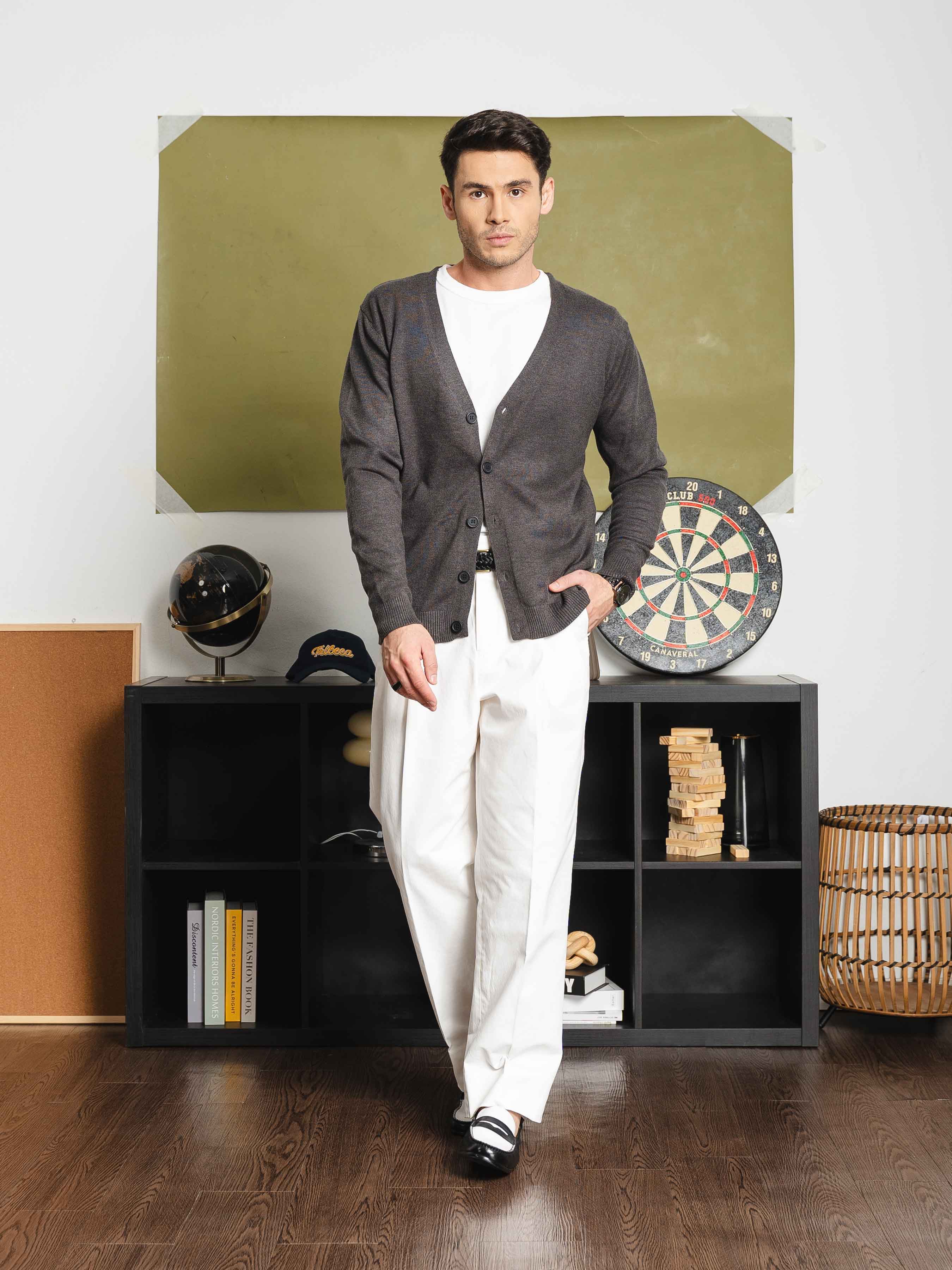 Knit Cardigan - Dark Grey Button-Up