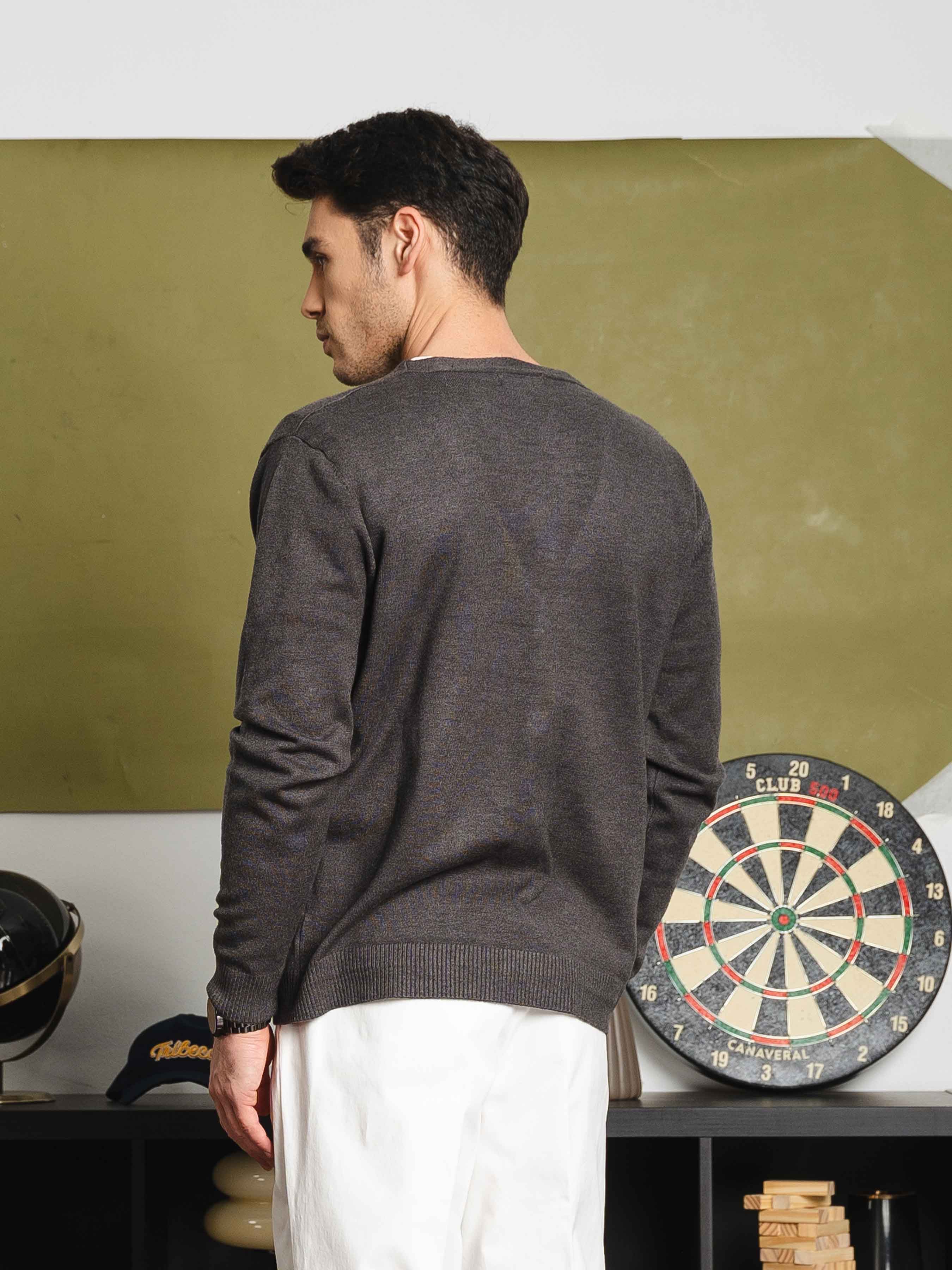 Knit Cardigan - Dark Grey Button-Up