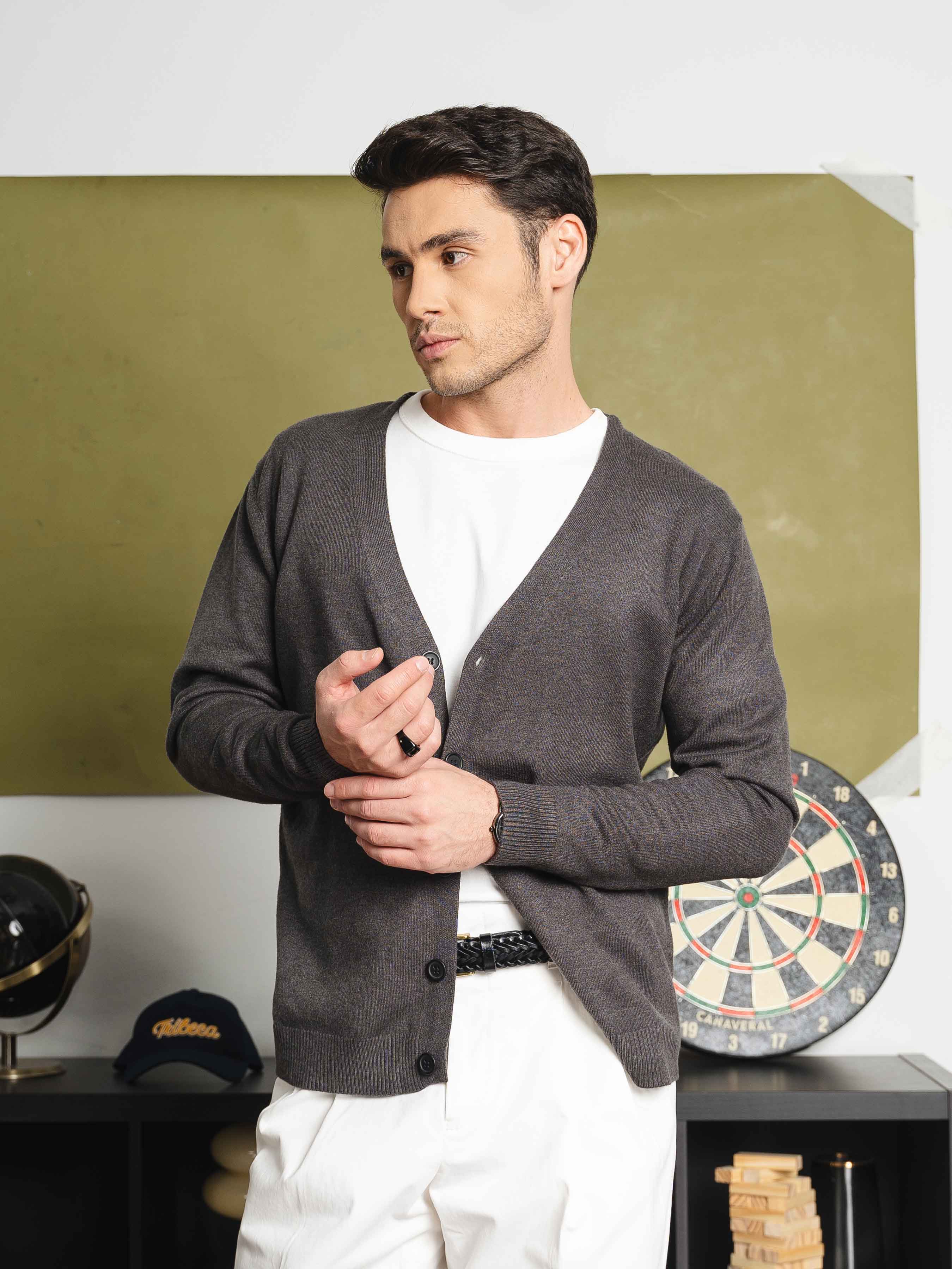 KnitCardiganDarkGreyButton-Up6 - Zeve