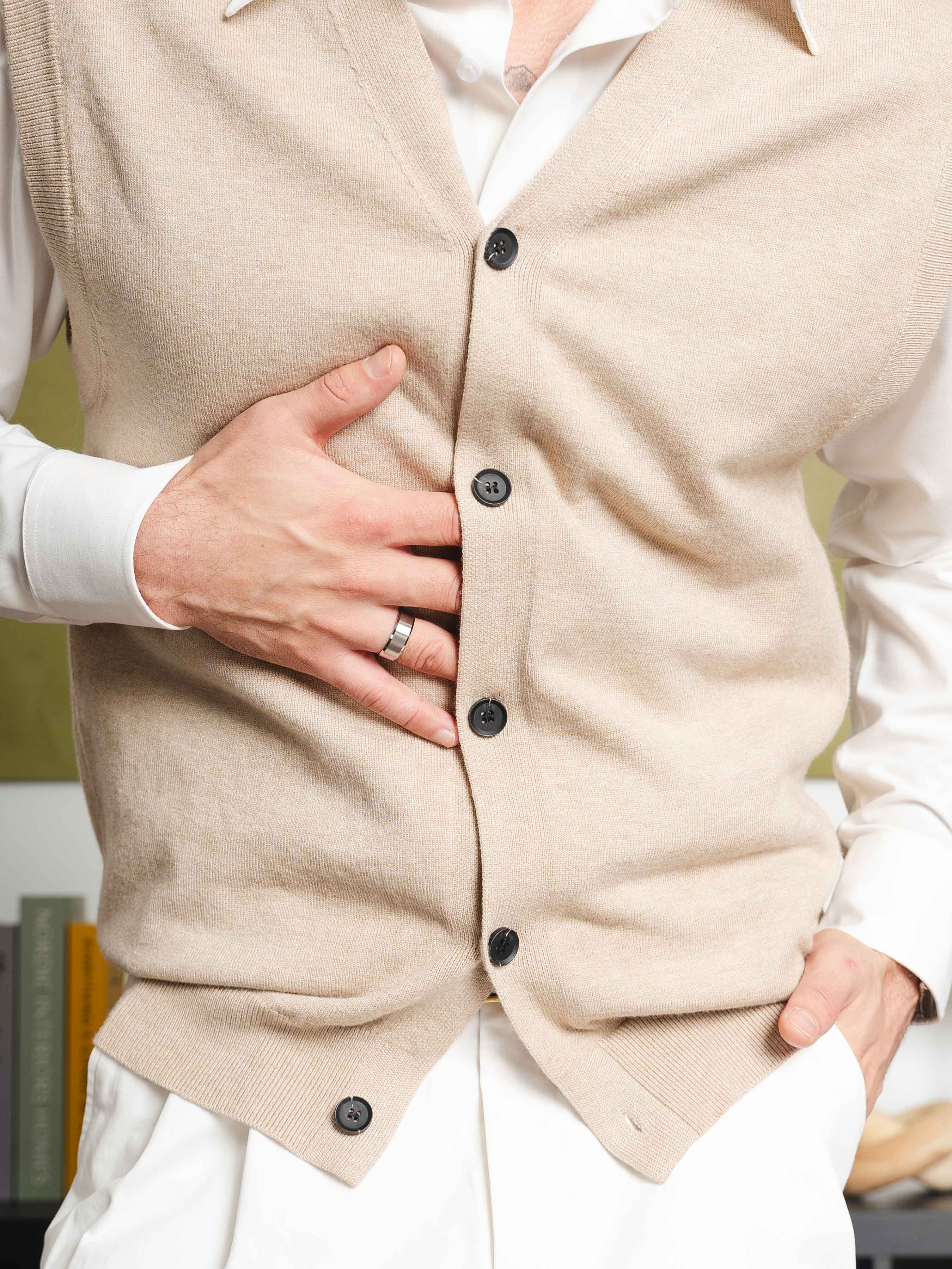 KnitVestBeigeButton-Up9 - Zeve