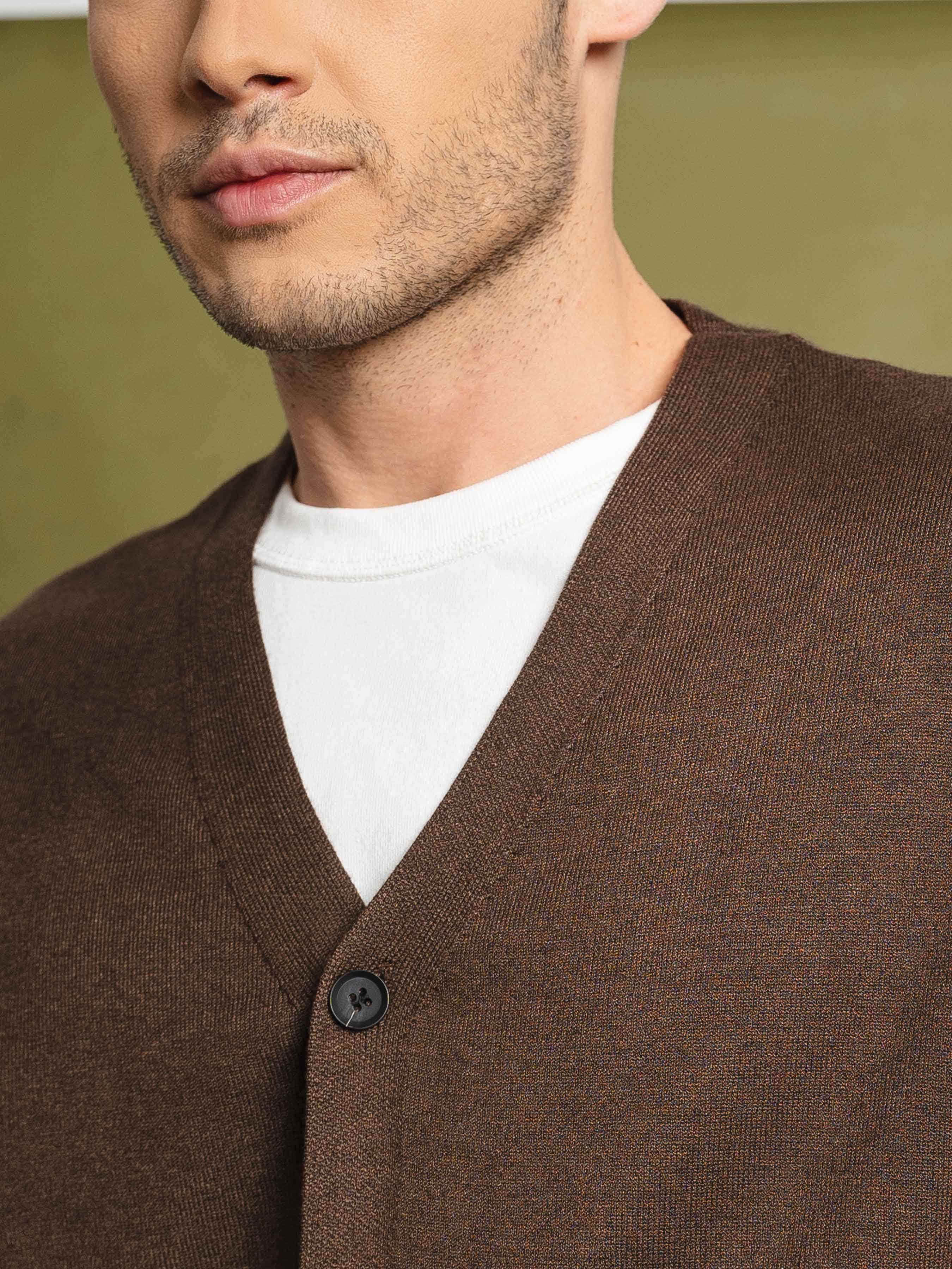 Knit Vest - Mocha Button-Up