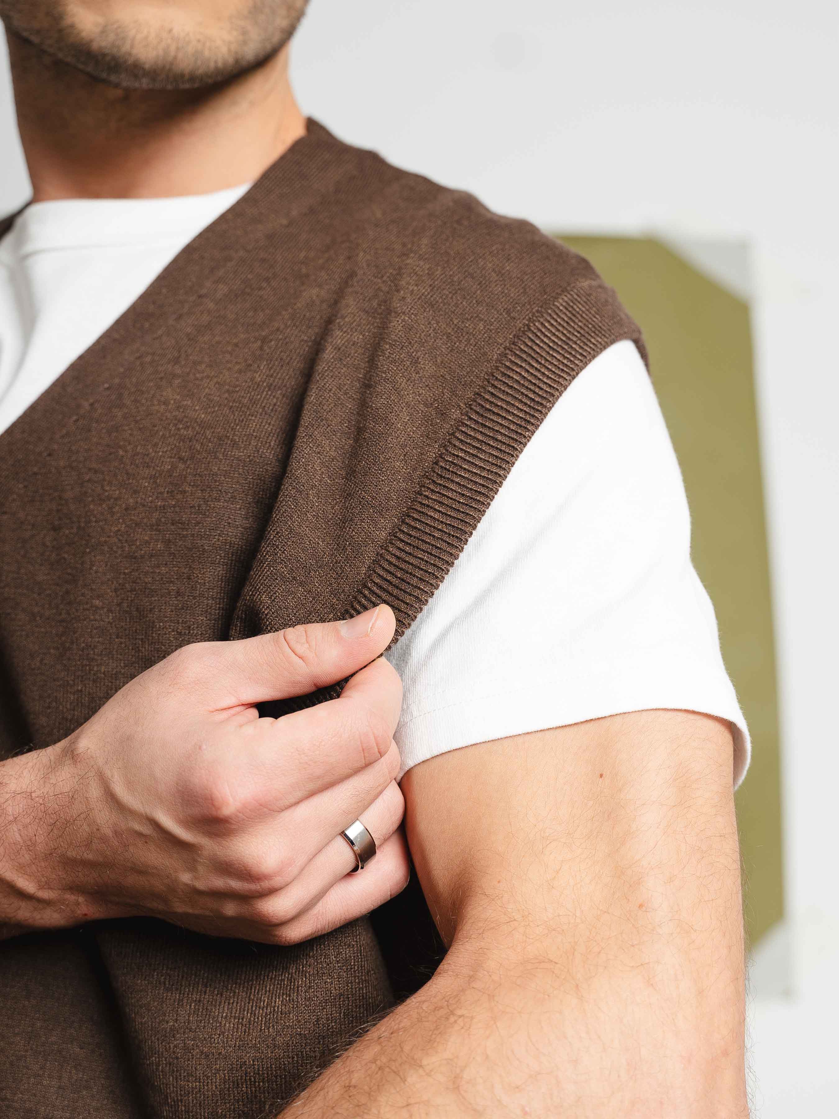 Knit Vest - Mocha Button-Up