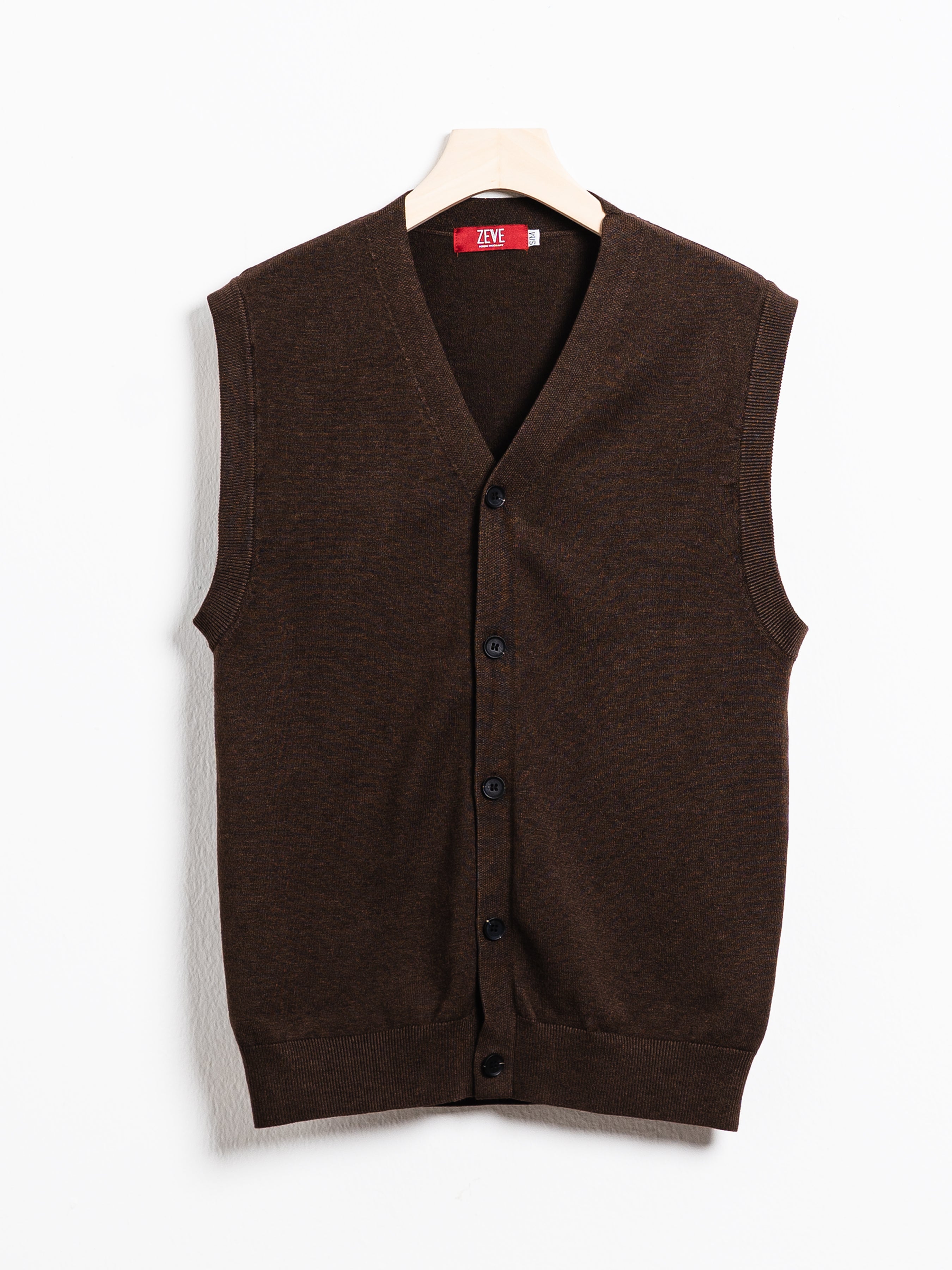 Knit Vest - Mocha Button-Up