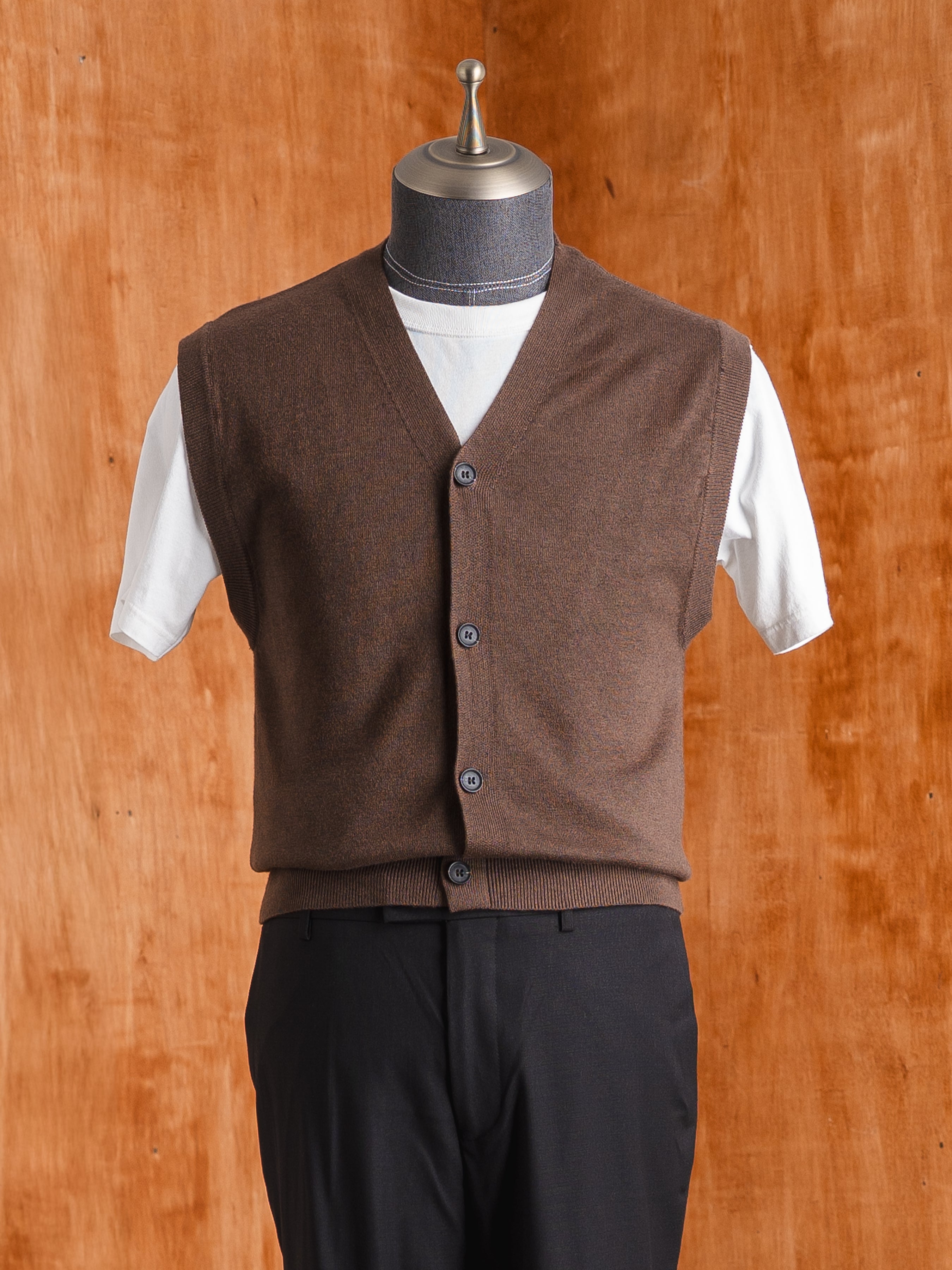 Knit Vest - Mocha Button-Up