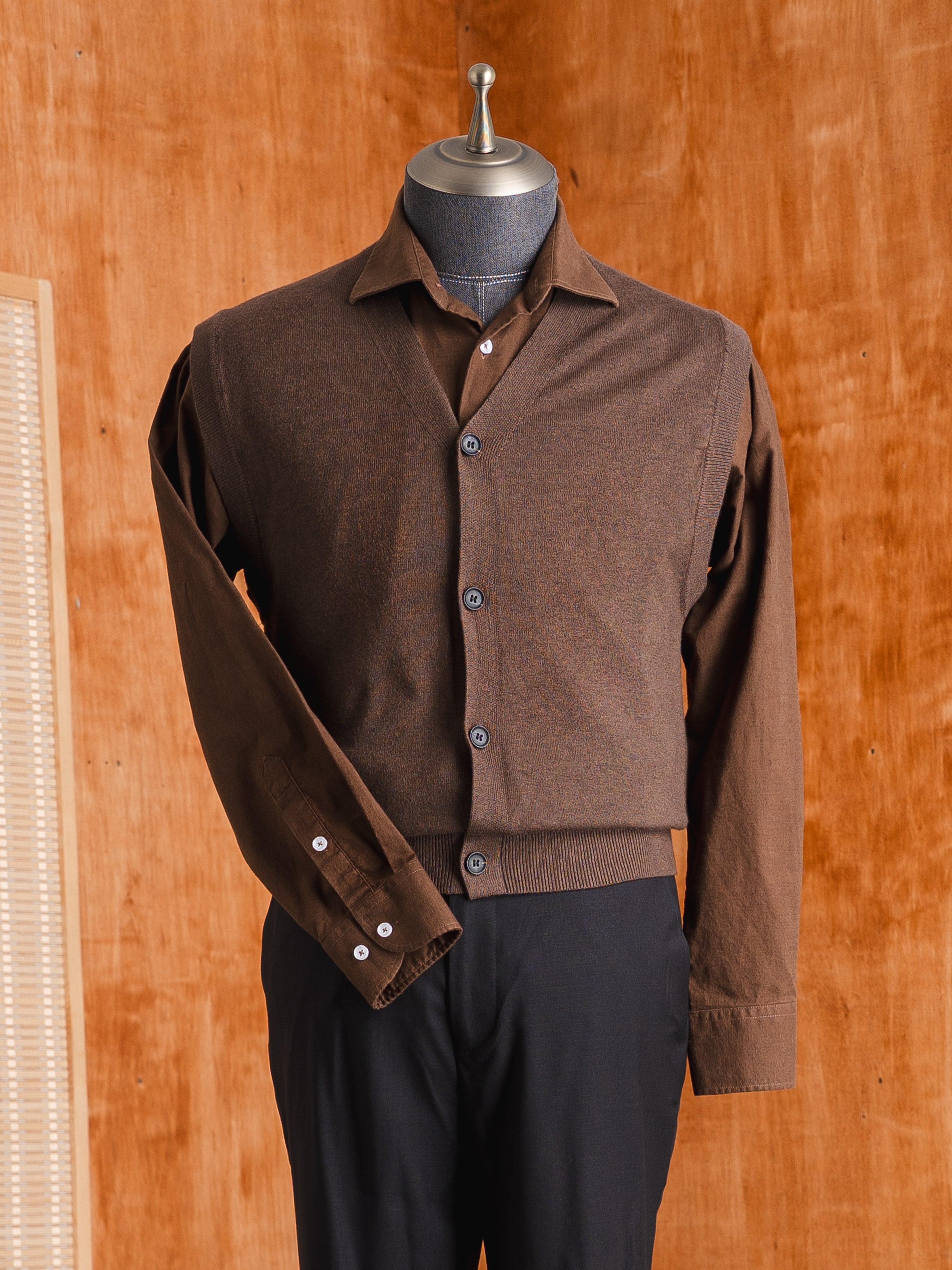 Knit Vest - Mocha Button-Up