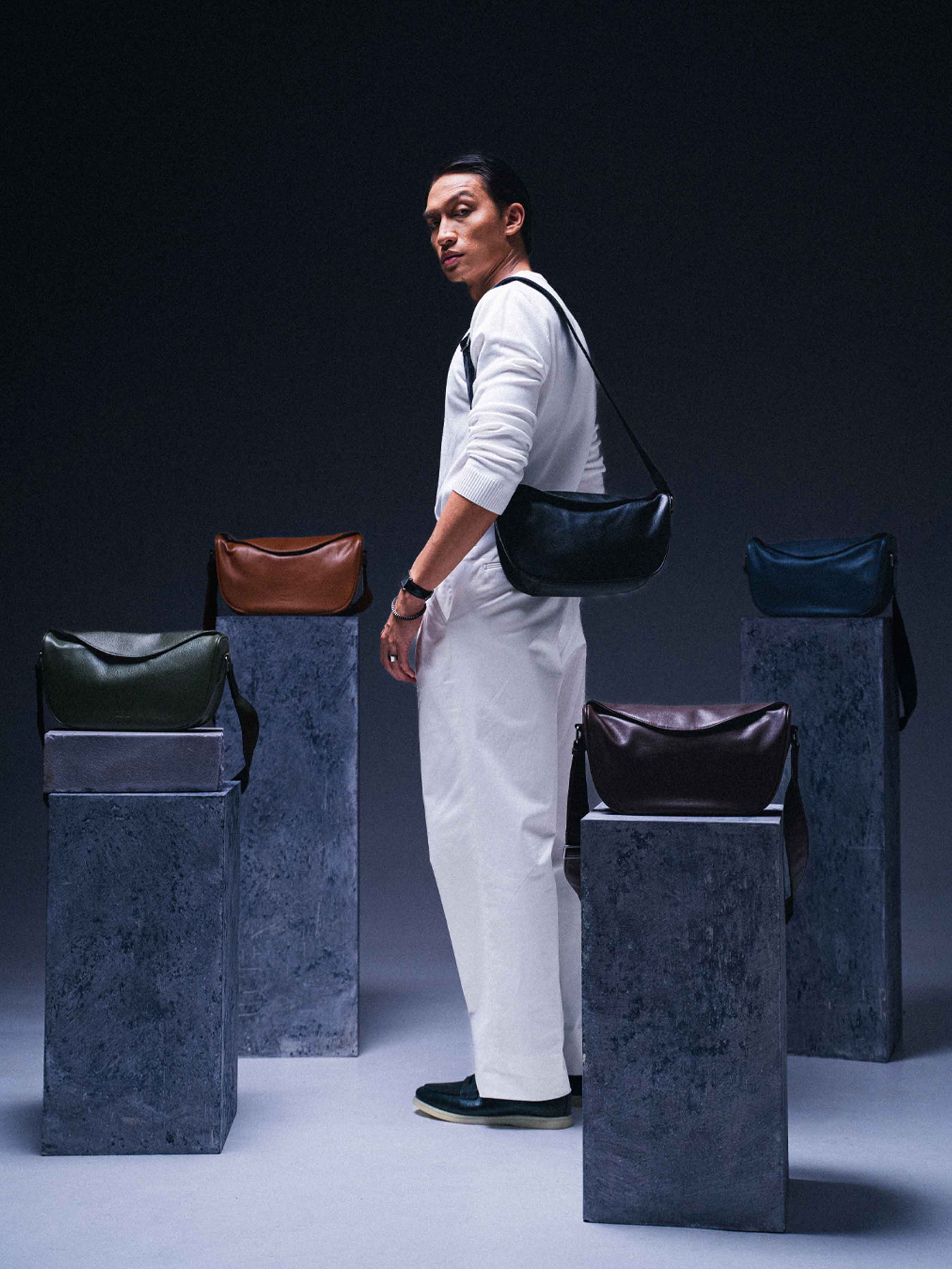 Leone Crossbody Bag - Black Leather