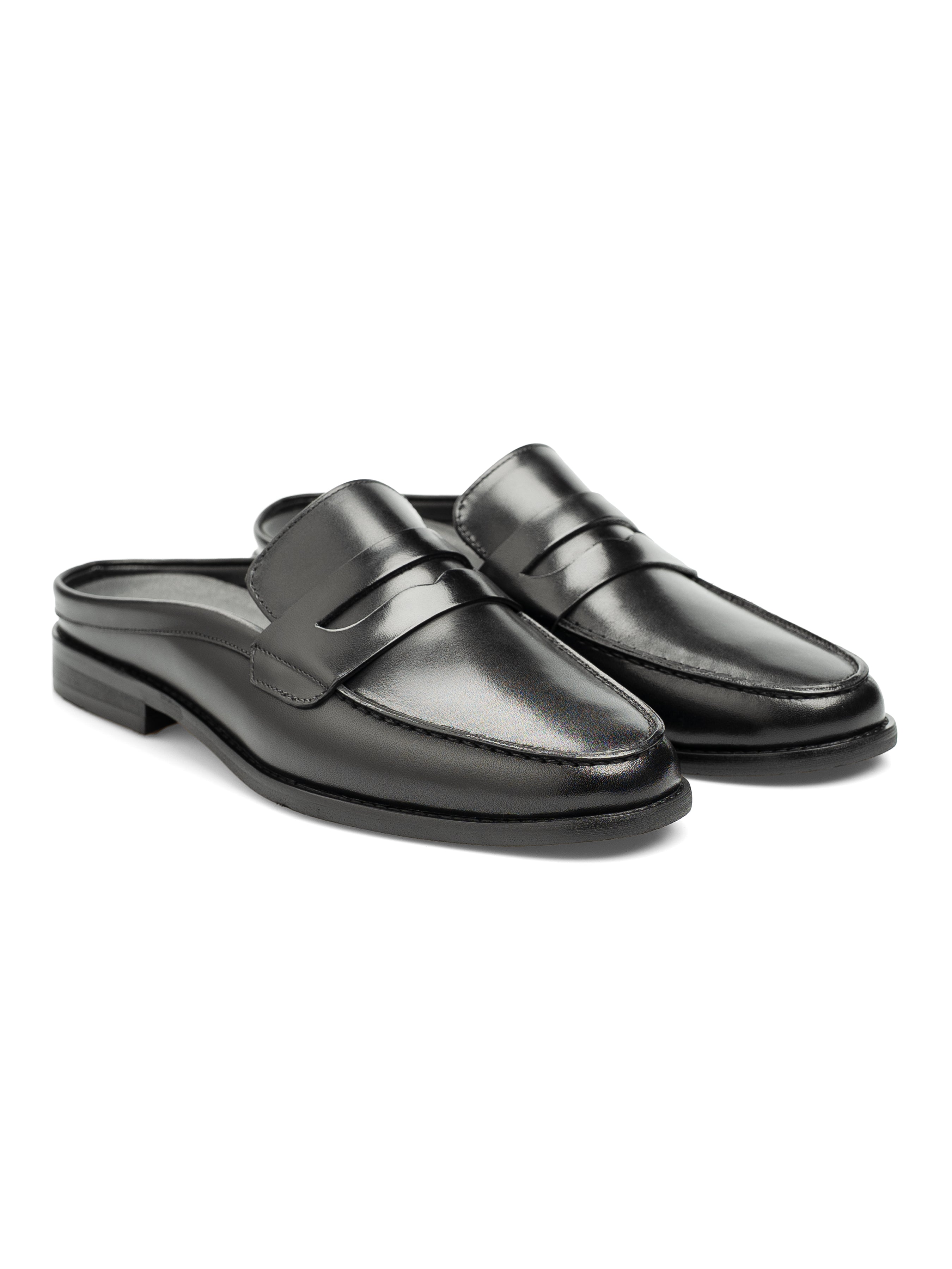 Levan Mules - Solid Black Leather