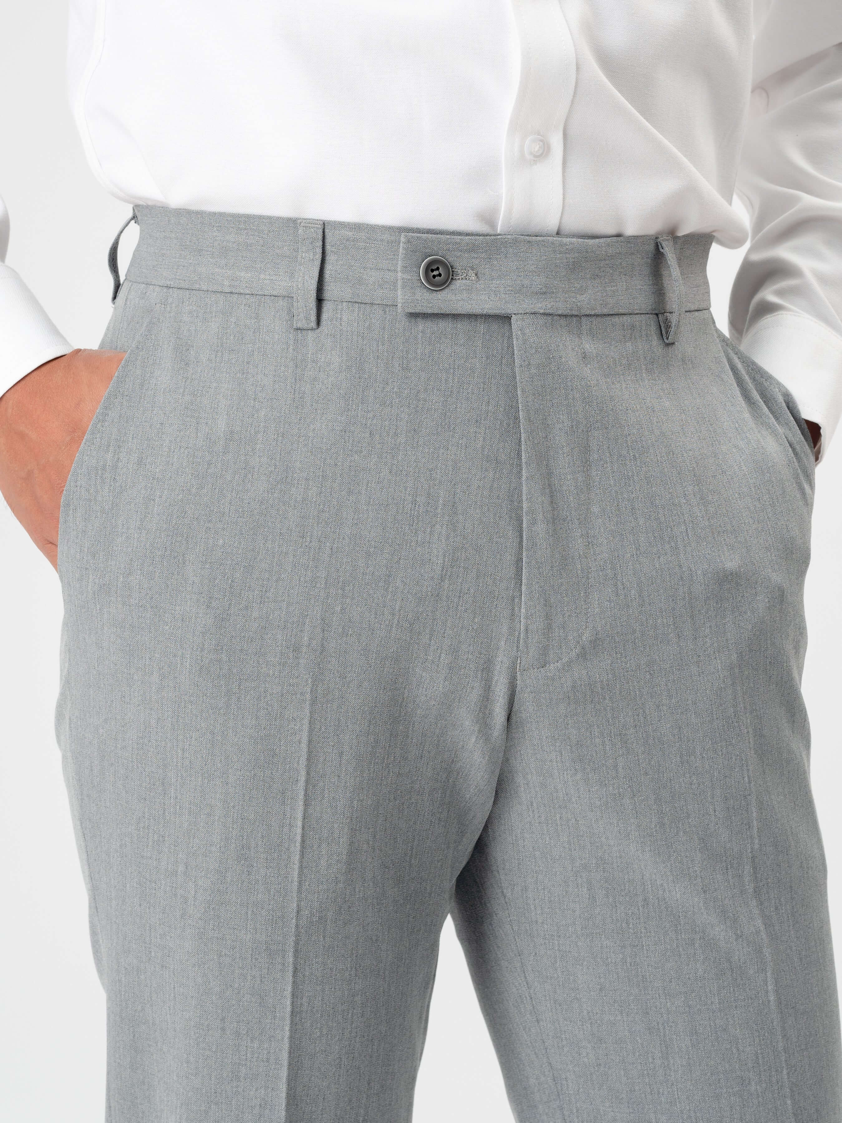 Trousers With Belt Loop - Light Grey (Slim Straight)