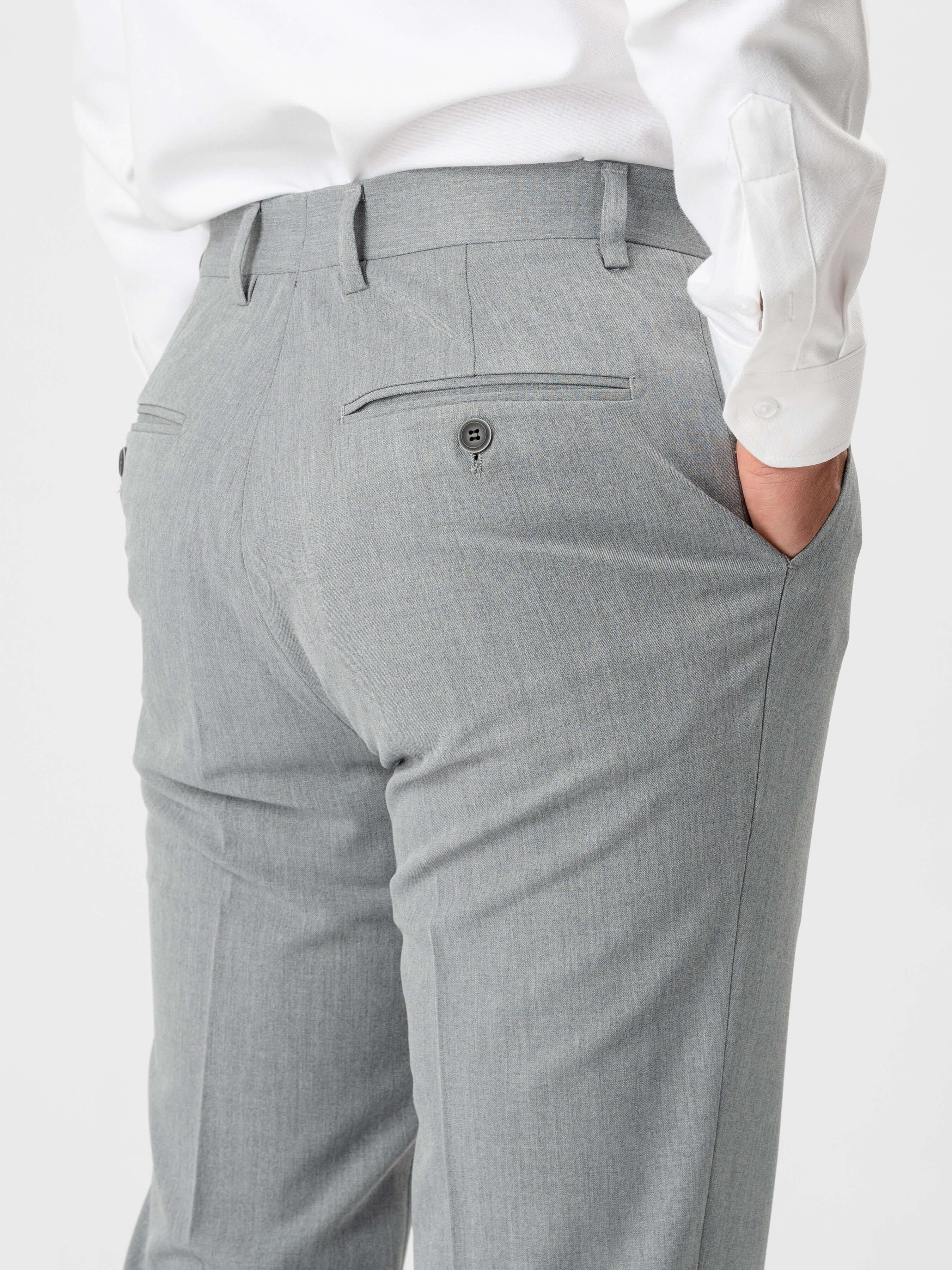 Trousers With Belt Loop - Light Grey (Slim Straight)