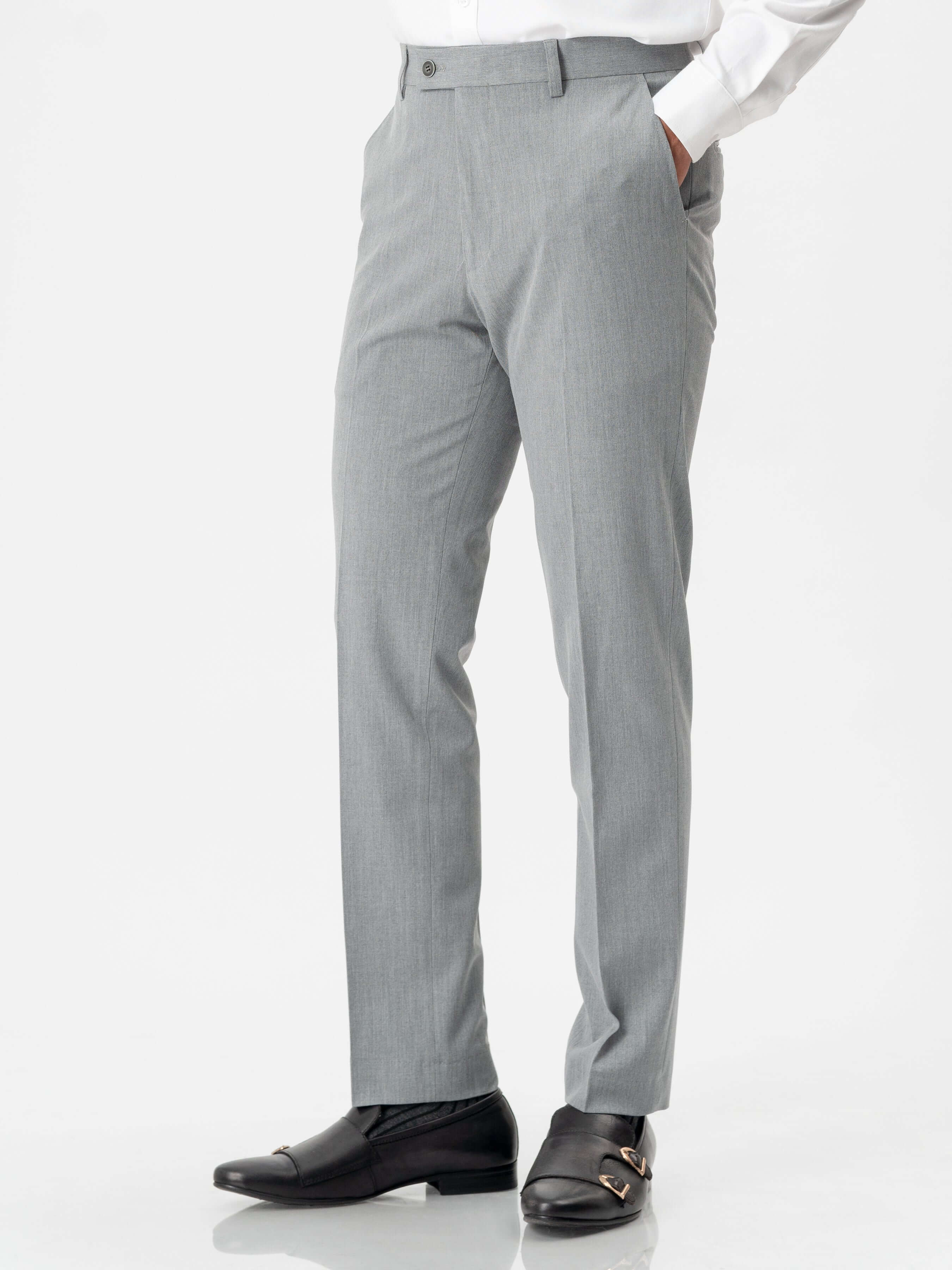 Trousers With Belt Loop - Light Grey (Slim Straight)