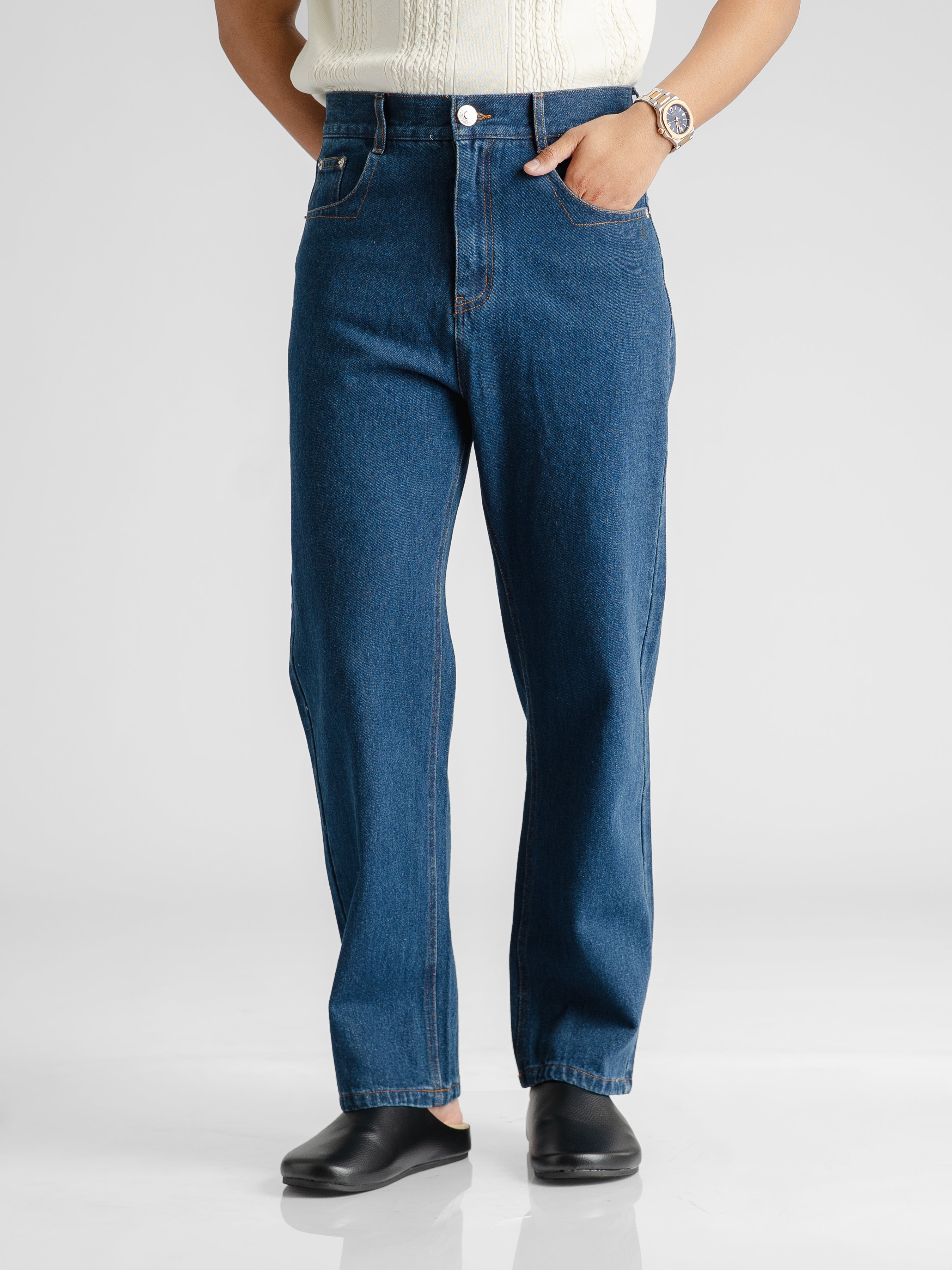 Palermo High Waisted Jeans - Dark Blue (Wide Fit)