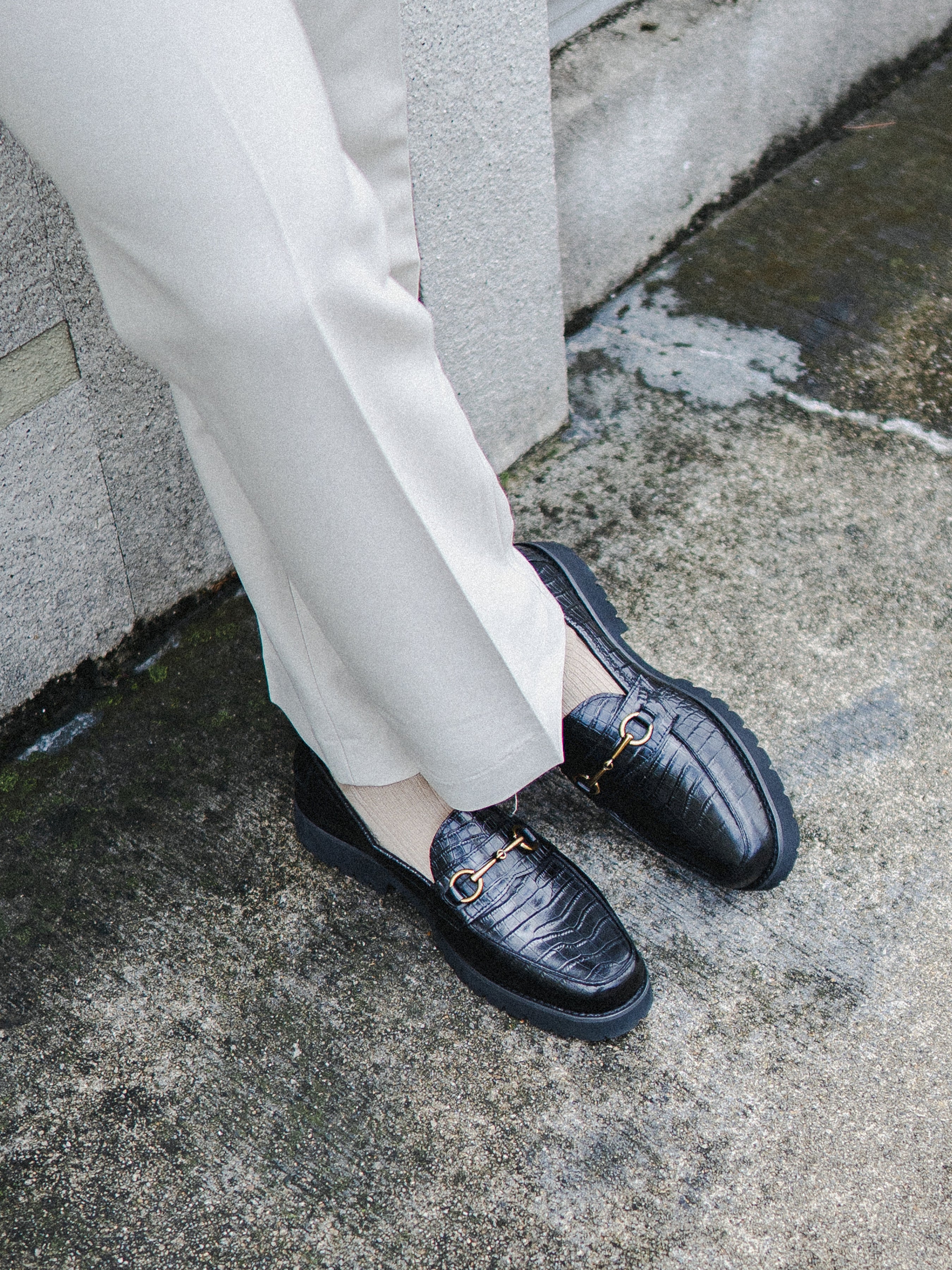 Maison Horsebit Loafer - Black Croco Leather (Eva Combat)