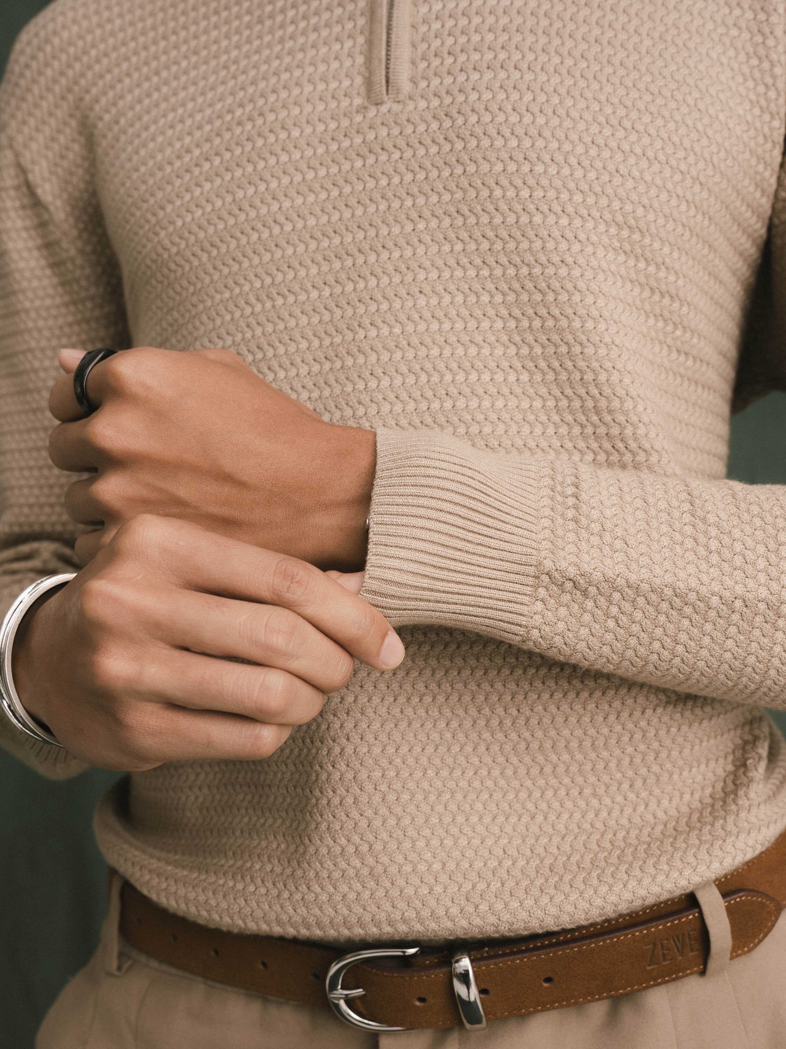 Marcel Knit - Beige Quater-Zip