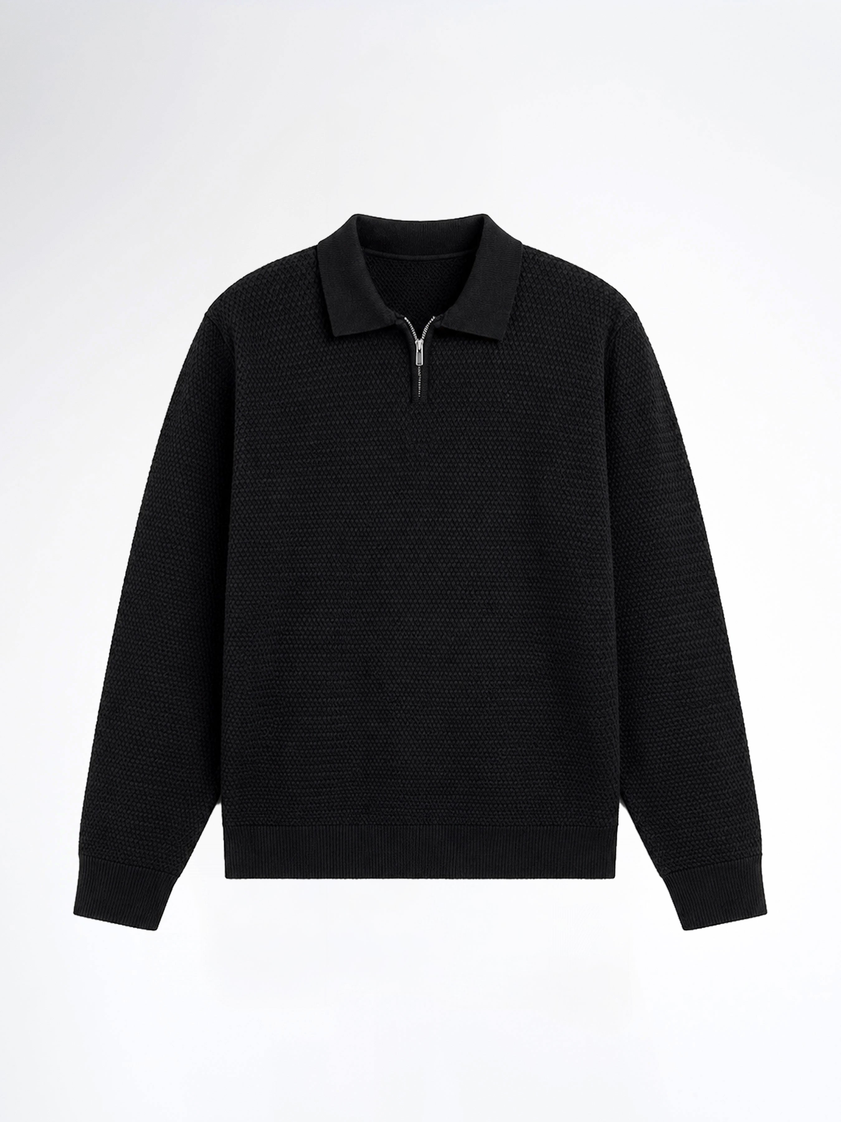 Marcel Knit - Black Quater-Zip