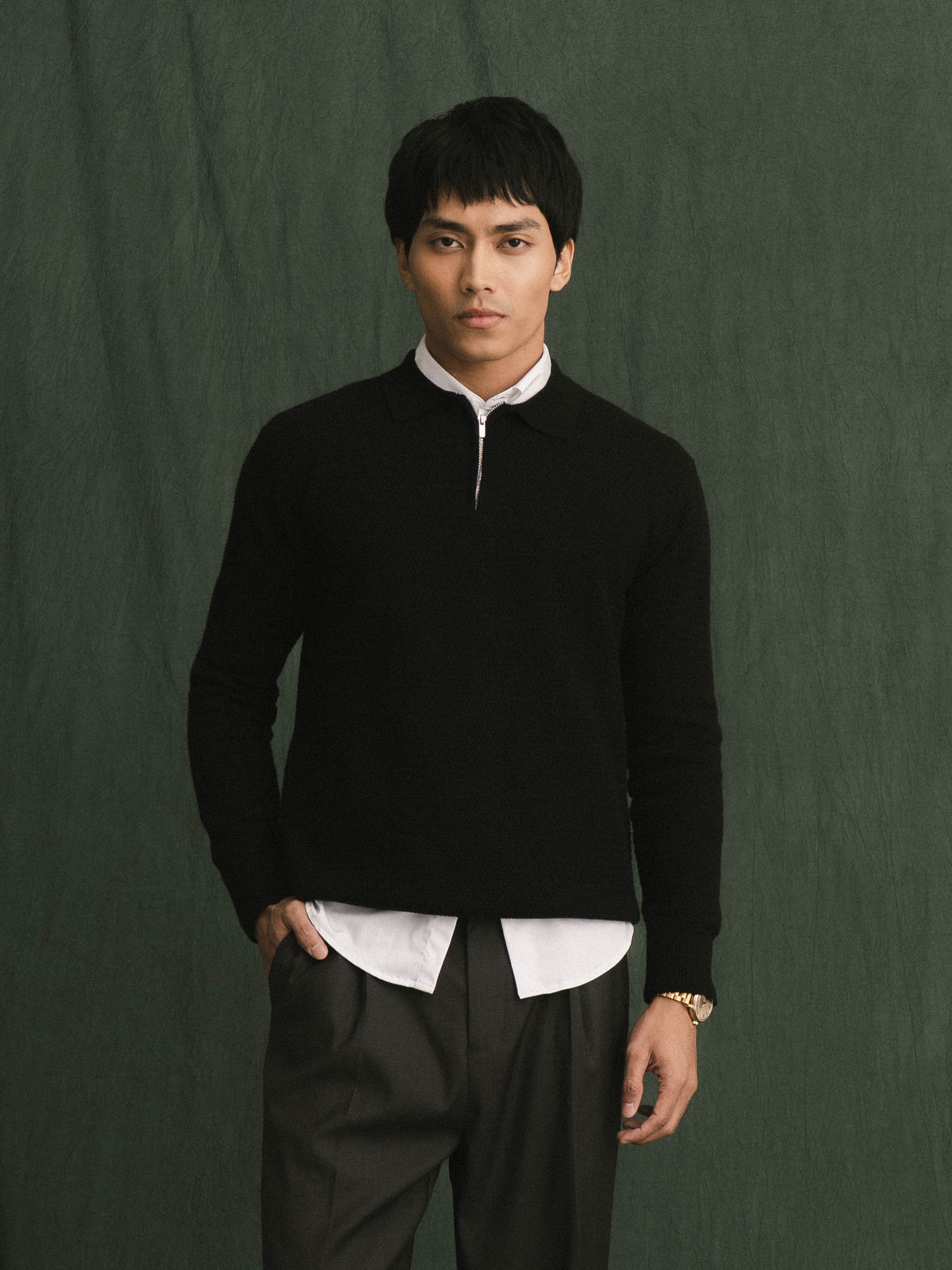 Marcel Knit - Black Quater-Zip