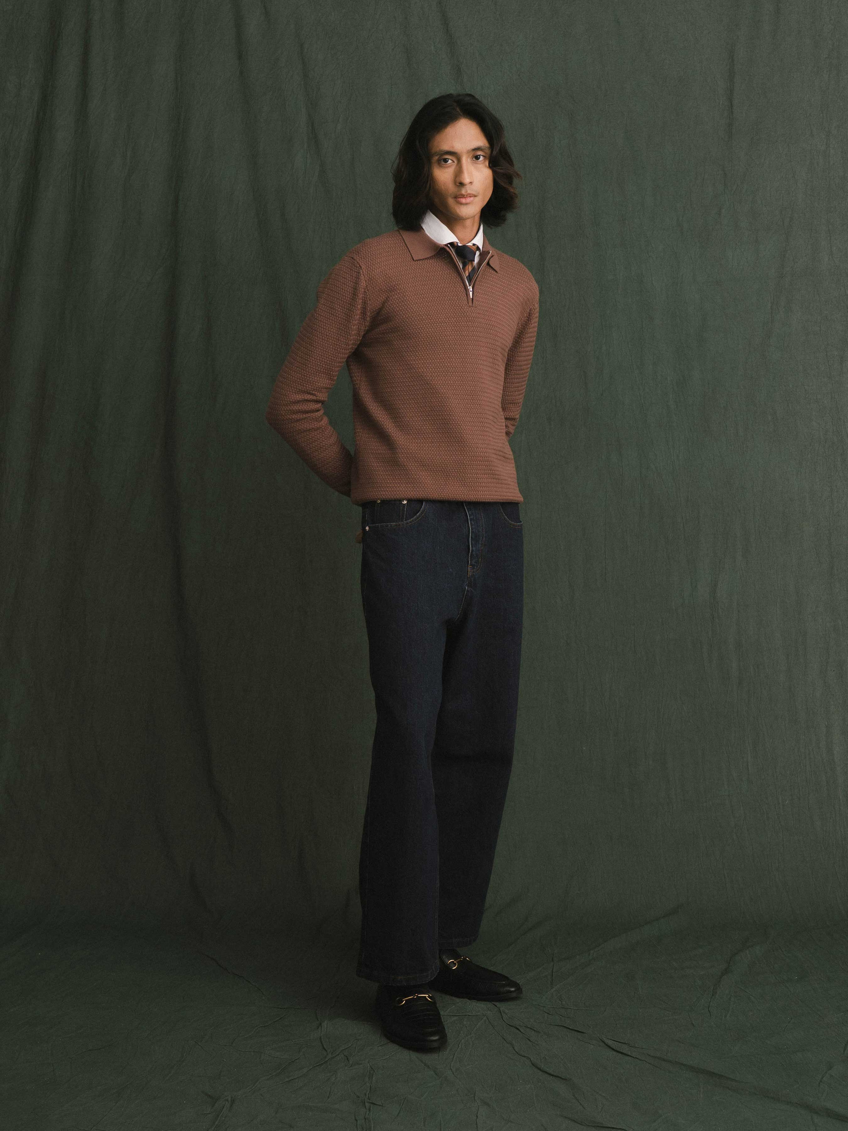 Marcel Knit - Mocha Quater-Zip