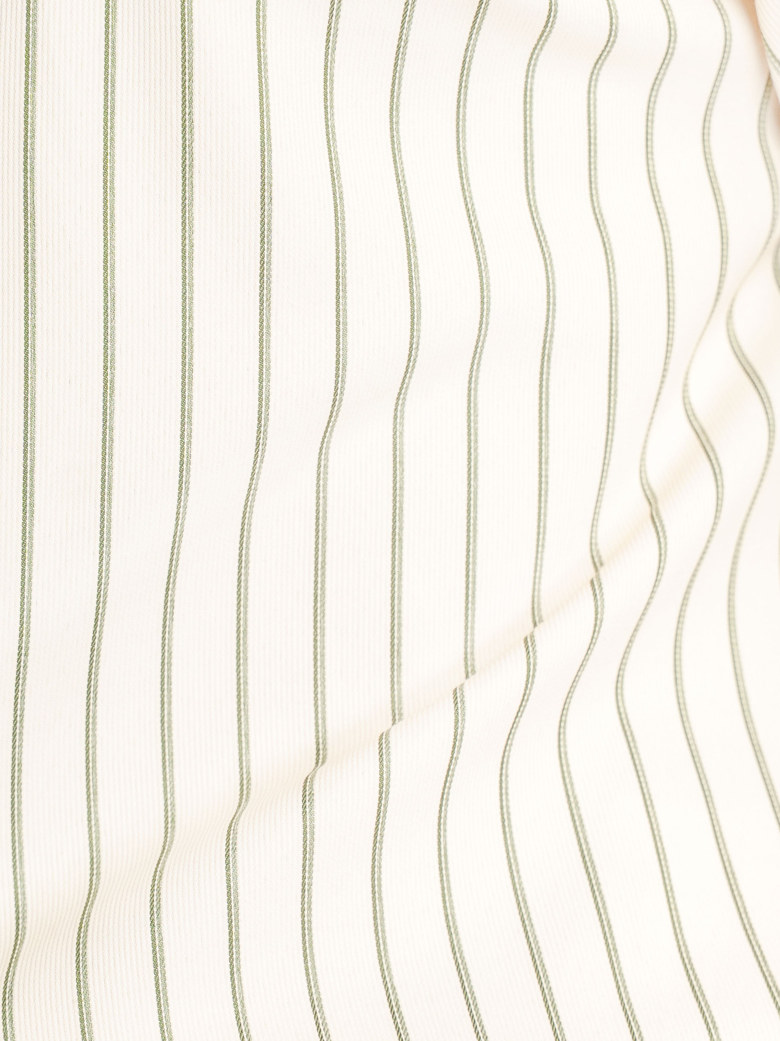 MarcelloStripeShirtCreamGreenStripe_ButtonDownCollar_Material - Zeve