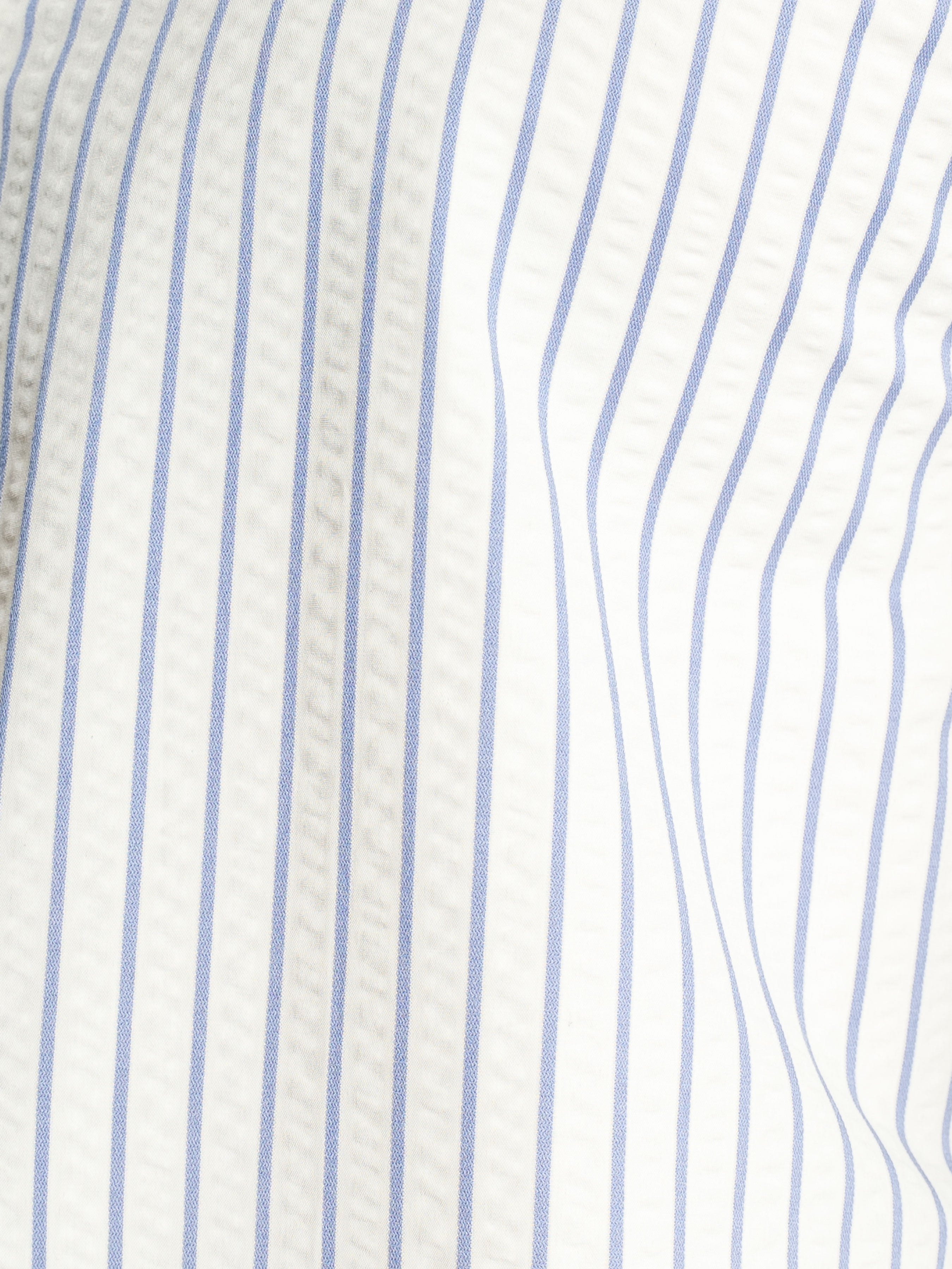 Marci Seersucker Shirt - White Blue Stripe (Button-Down Collar)