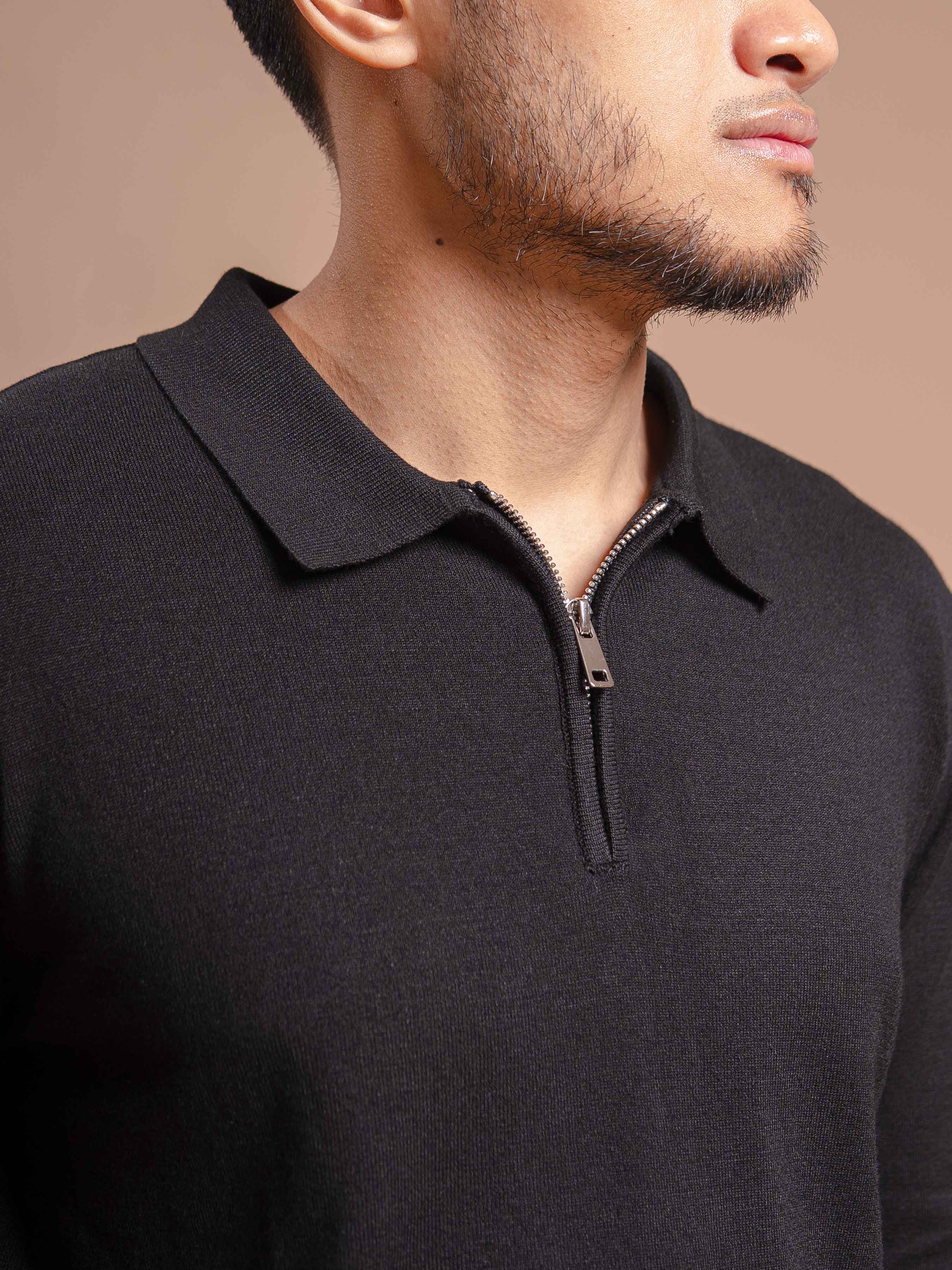 MilanoKnitBlackQuarter-Zip8 - Zeve