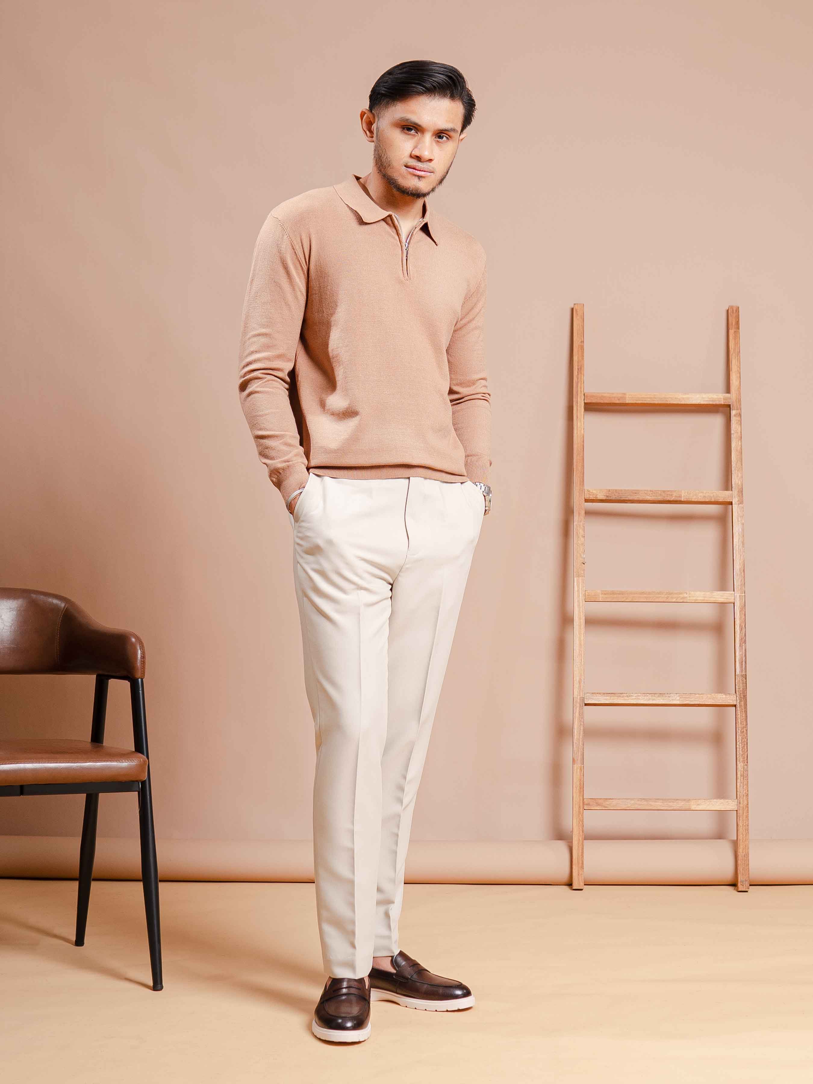 MilanoKnitKhakisQuarter-Zip1 - Zeve