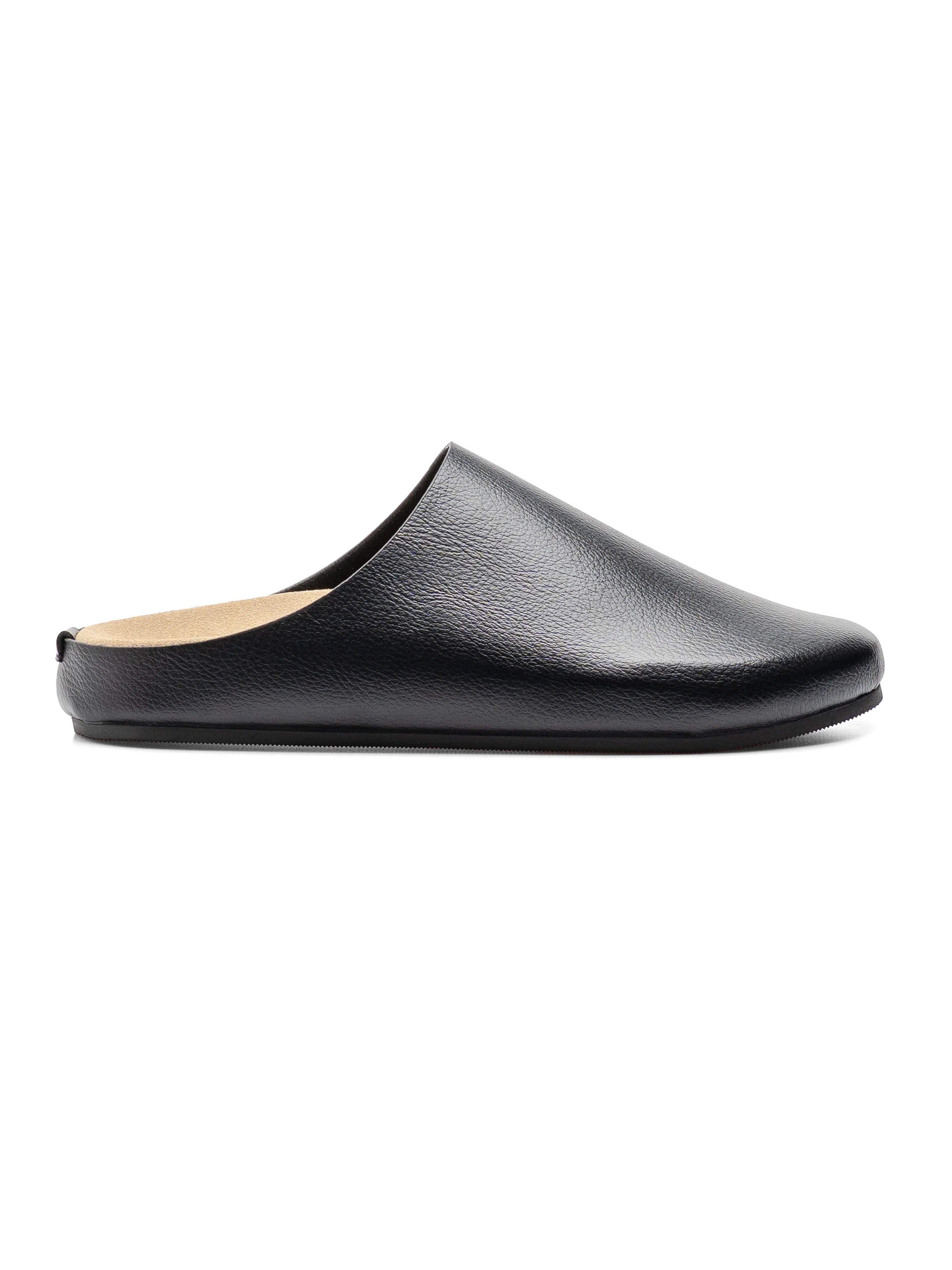 Napoli Mules - Black Pebble Grain Leather
