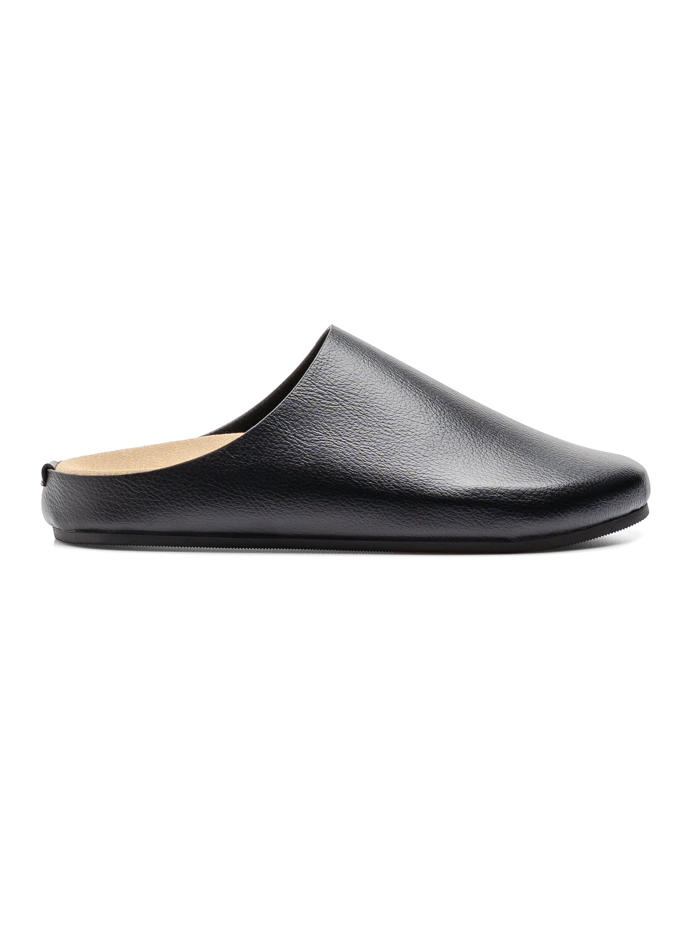 NapoliMulesBlackPebbleGrainLeatherSide - Zeve
