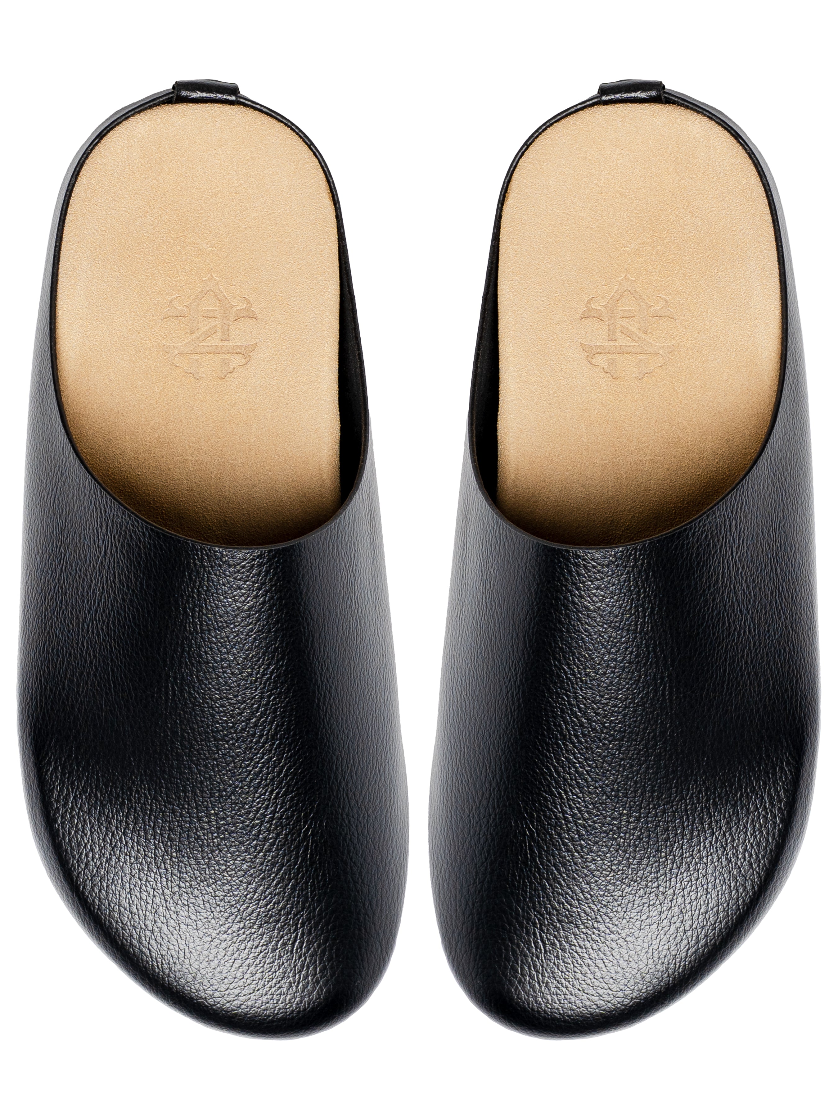 Napoli Mules - Black Pebble Grain Leather