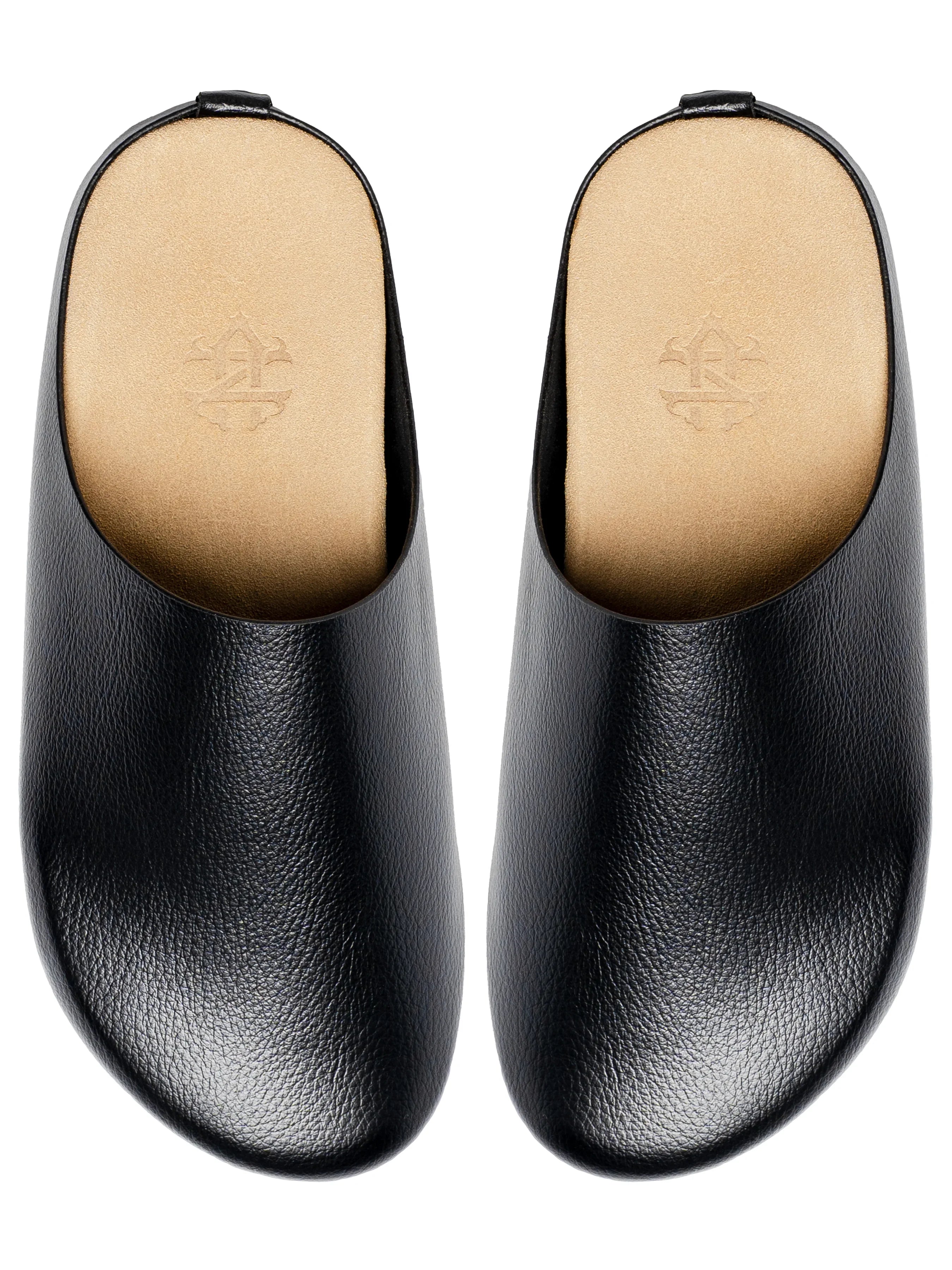 Napoli Mules - Black Pebble Grain Leather