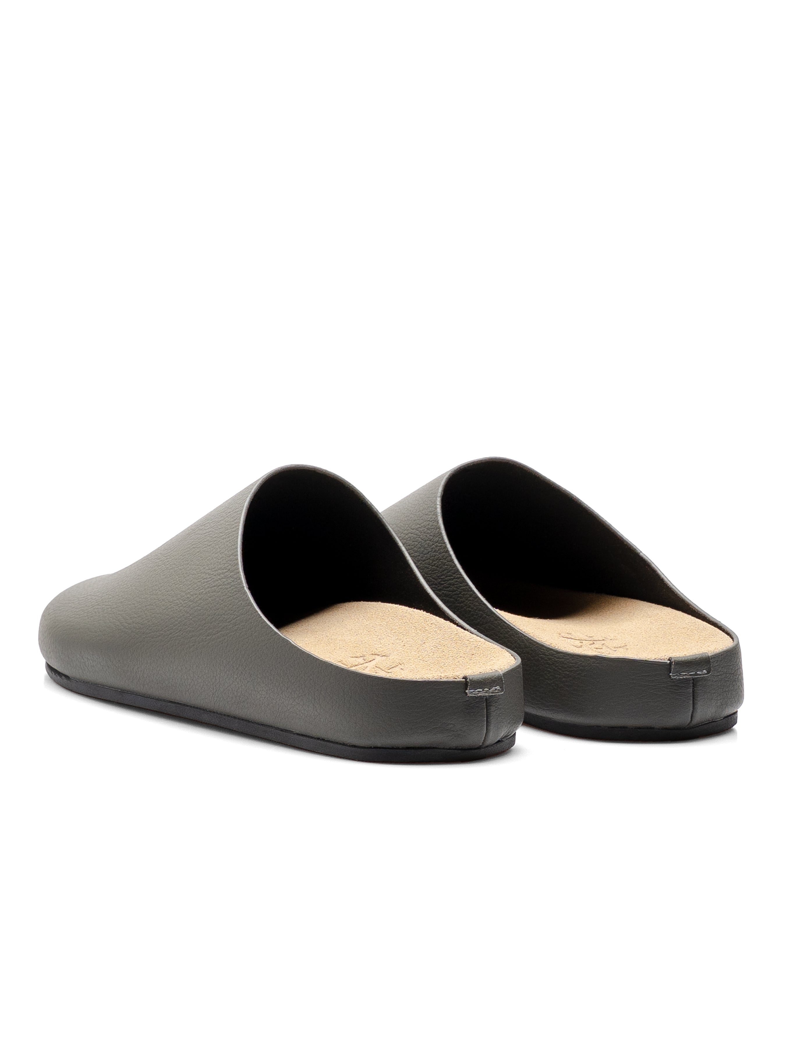 Napoli Mules - Grey Pebble Grain Leather