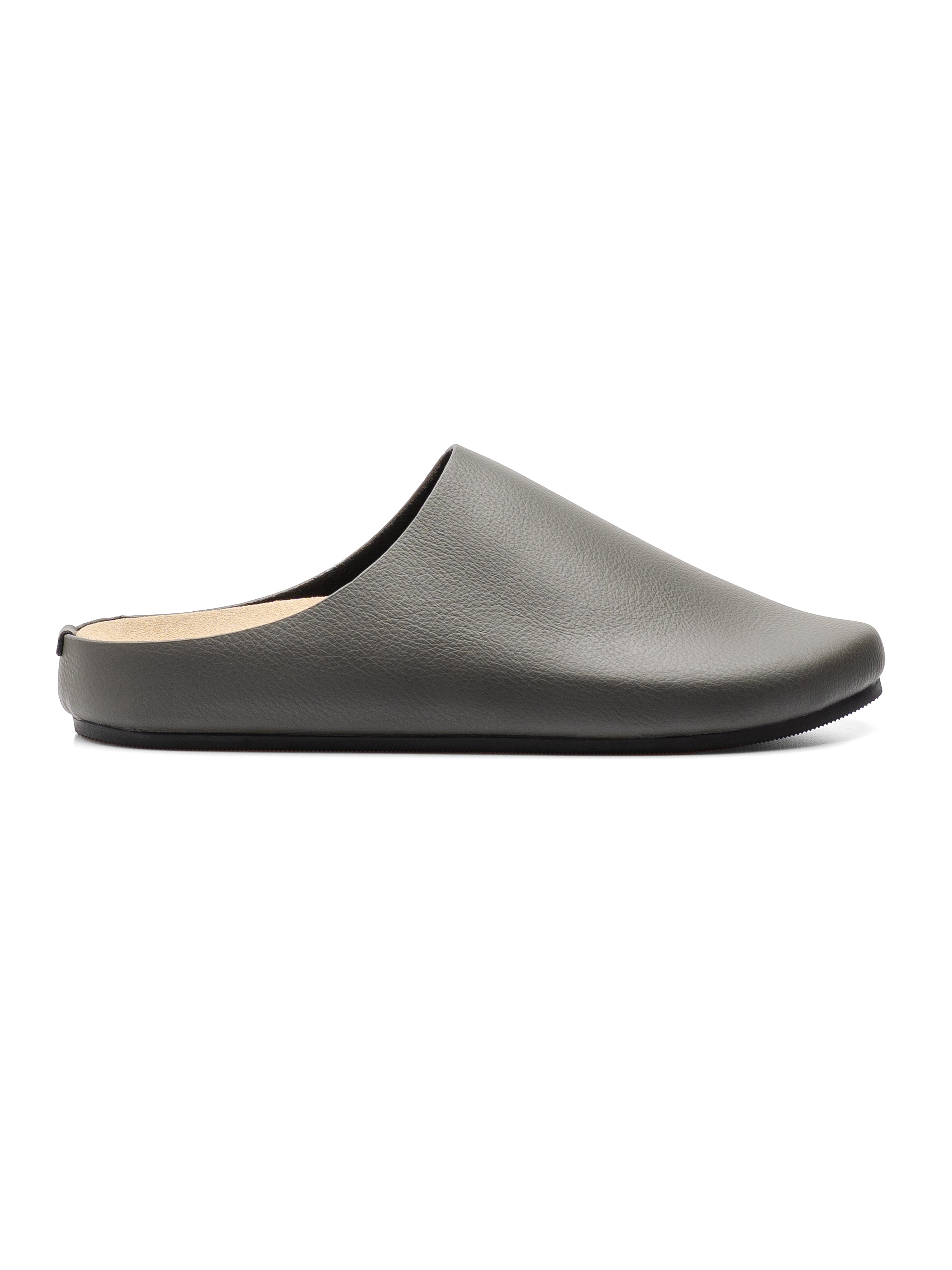 Napoli Mules - Grey Pebble Grain Leather