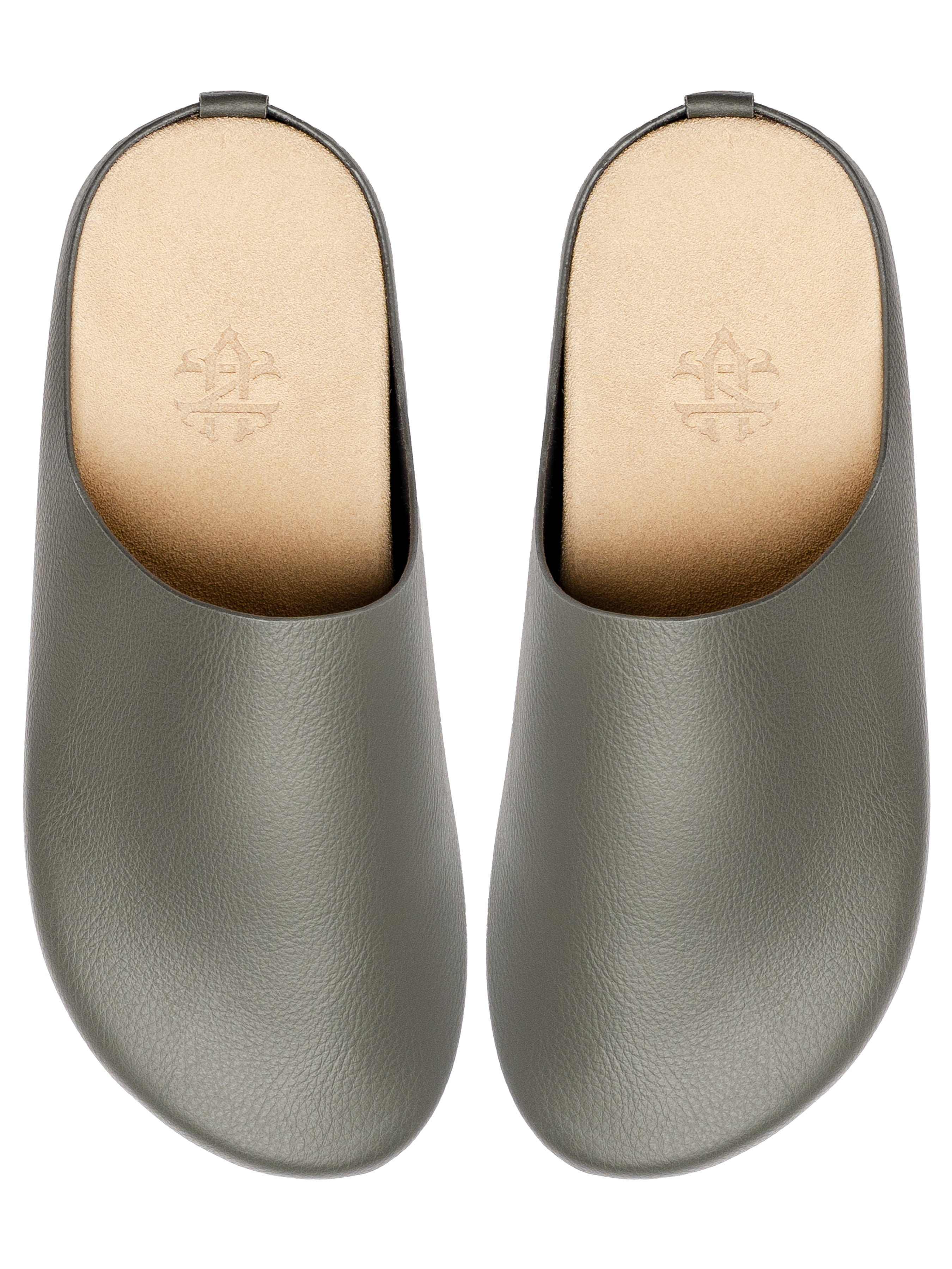 NapoliMulesGreyPebbleGrainLeatherTop - Zeve