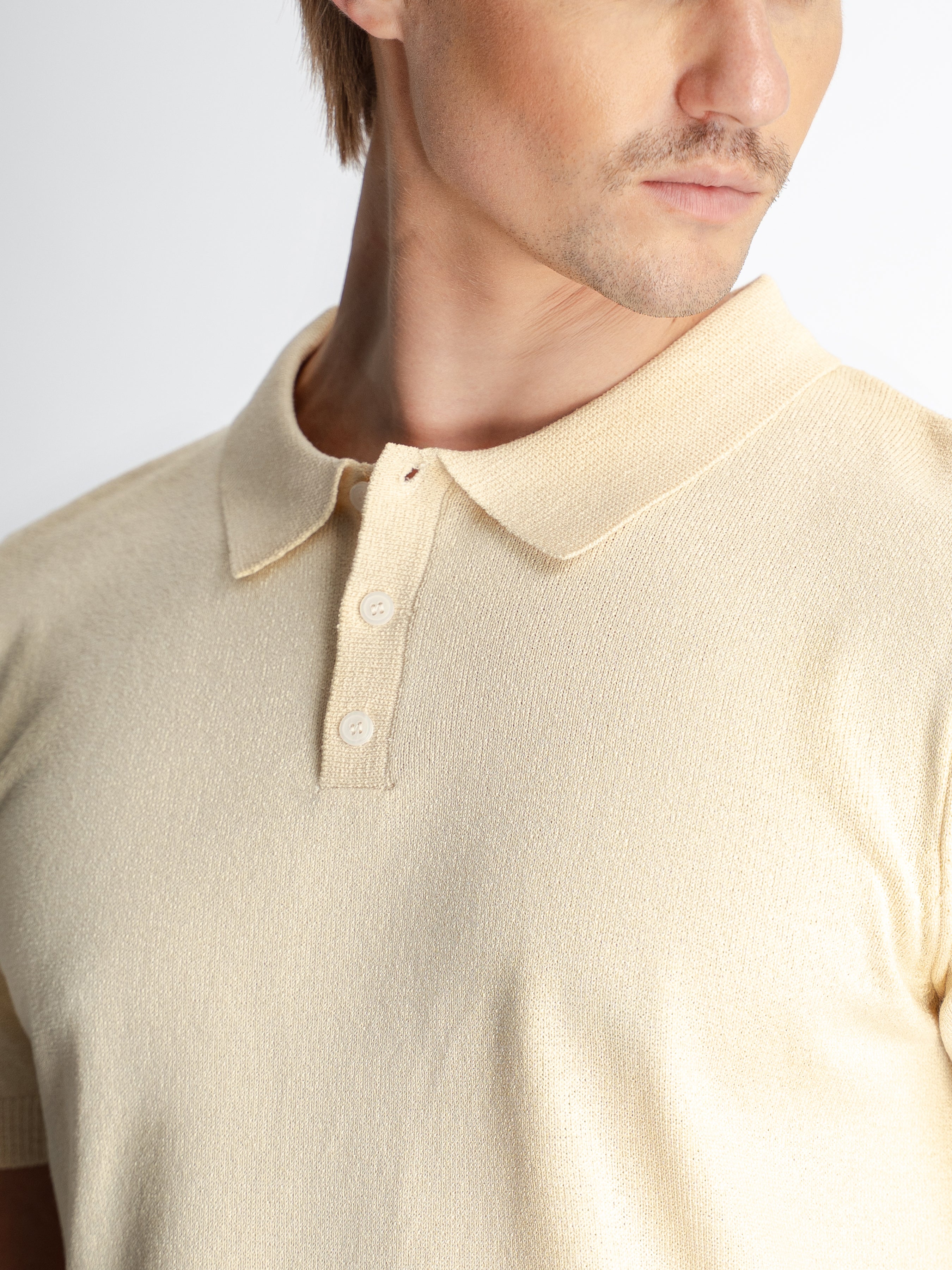 Noir Knit Polo Tee - Beige