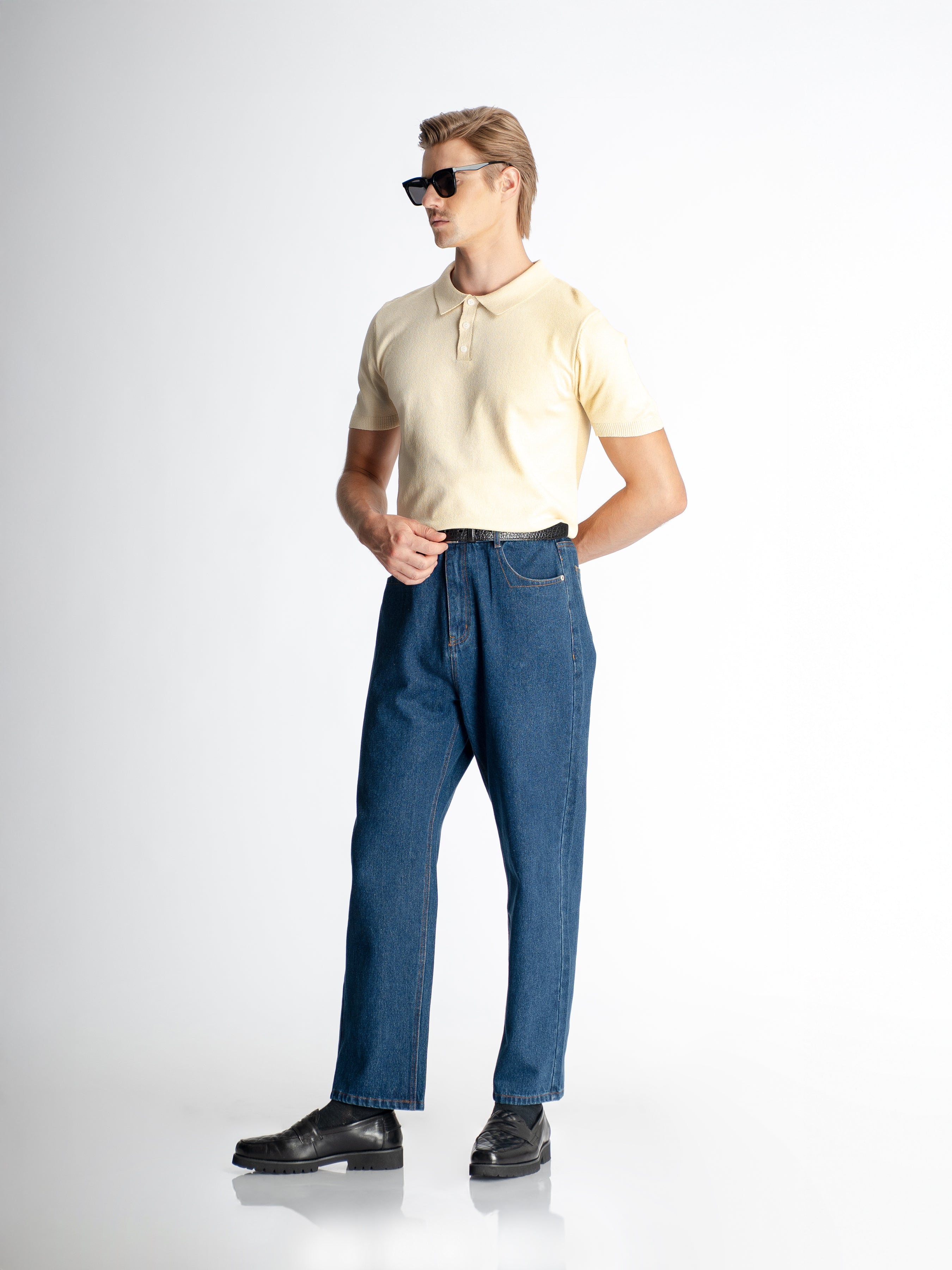 Noir Knit Polo Tee - Beige
