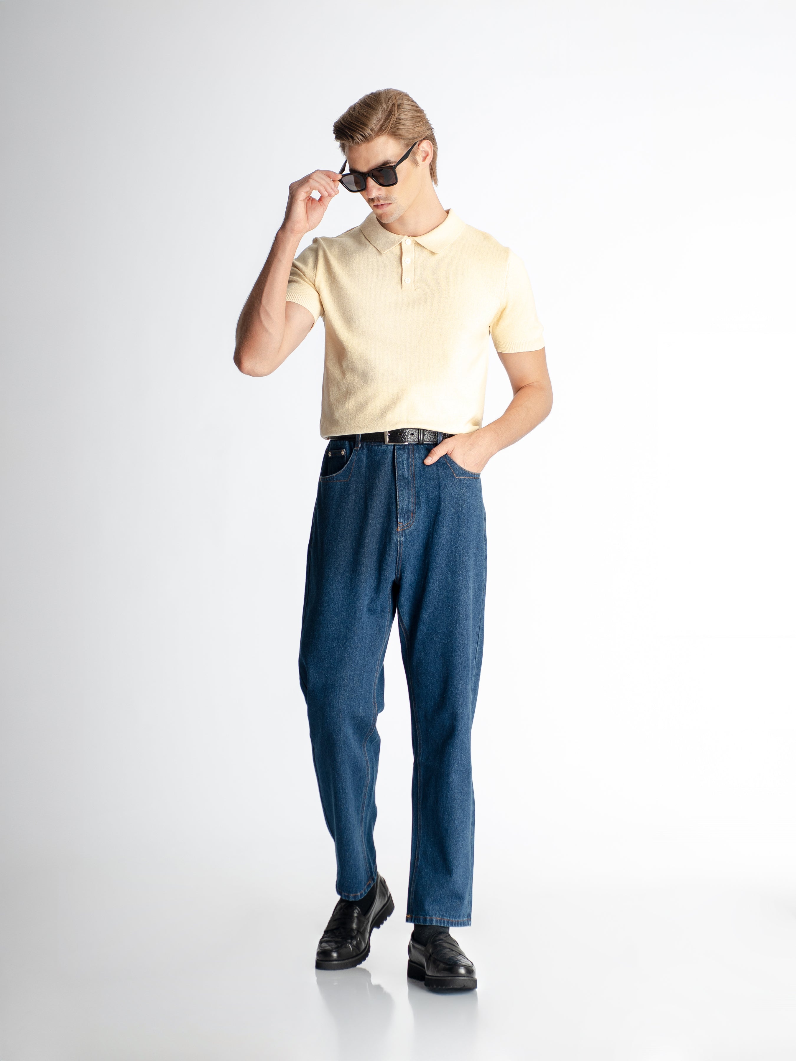 Noir Knit Polo Tee - Beige