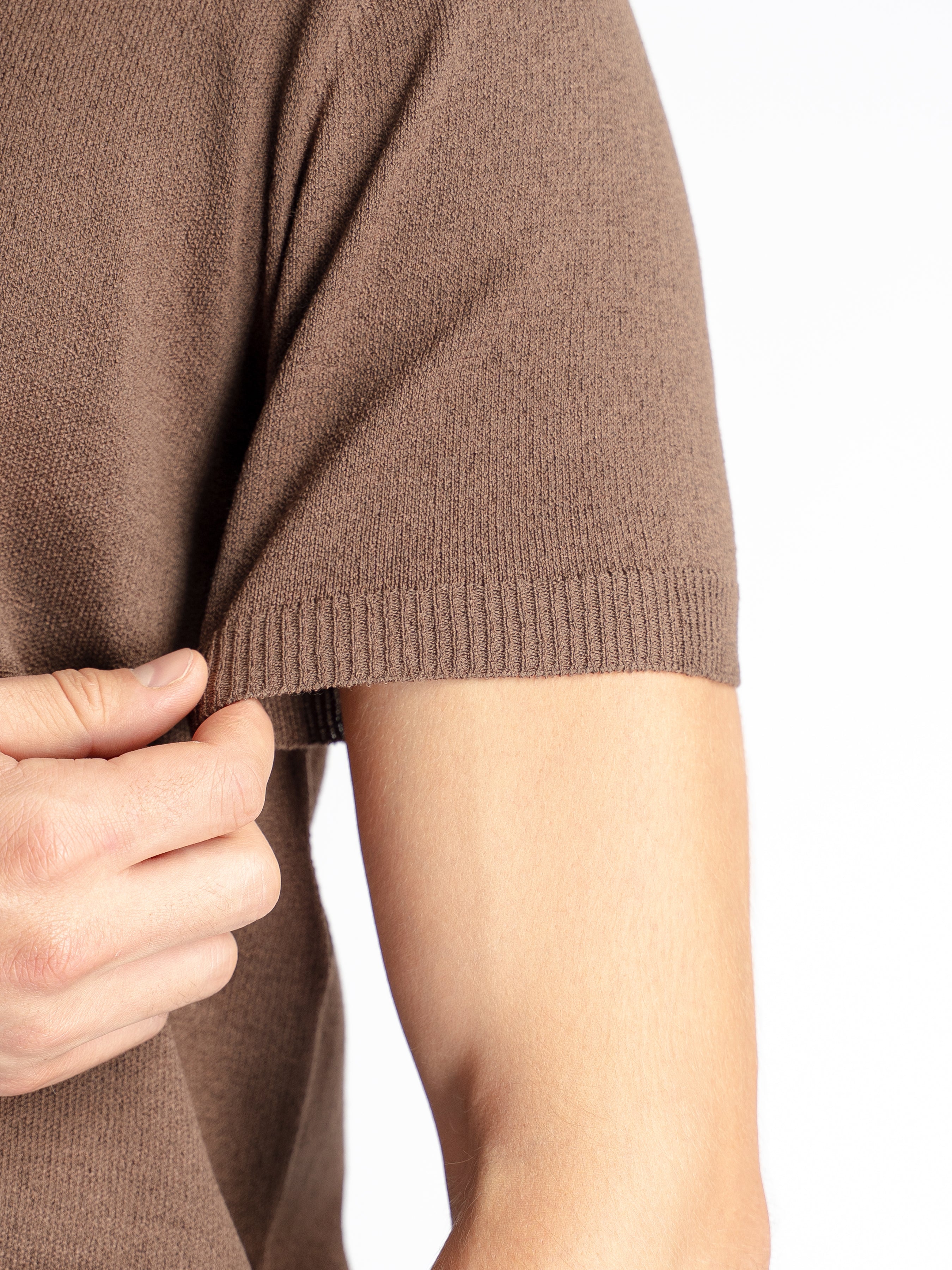 Noir Knit Polo Tee - Coffee