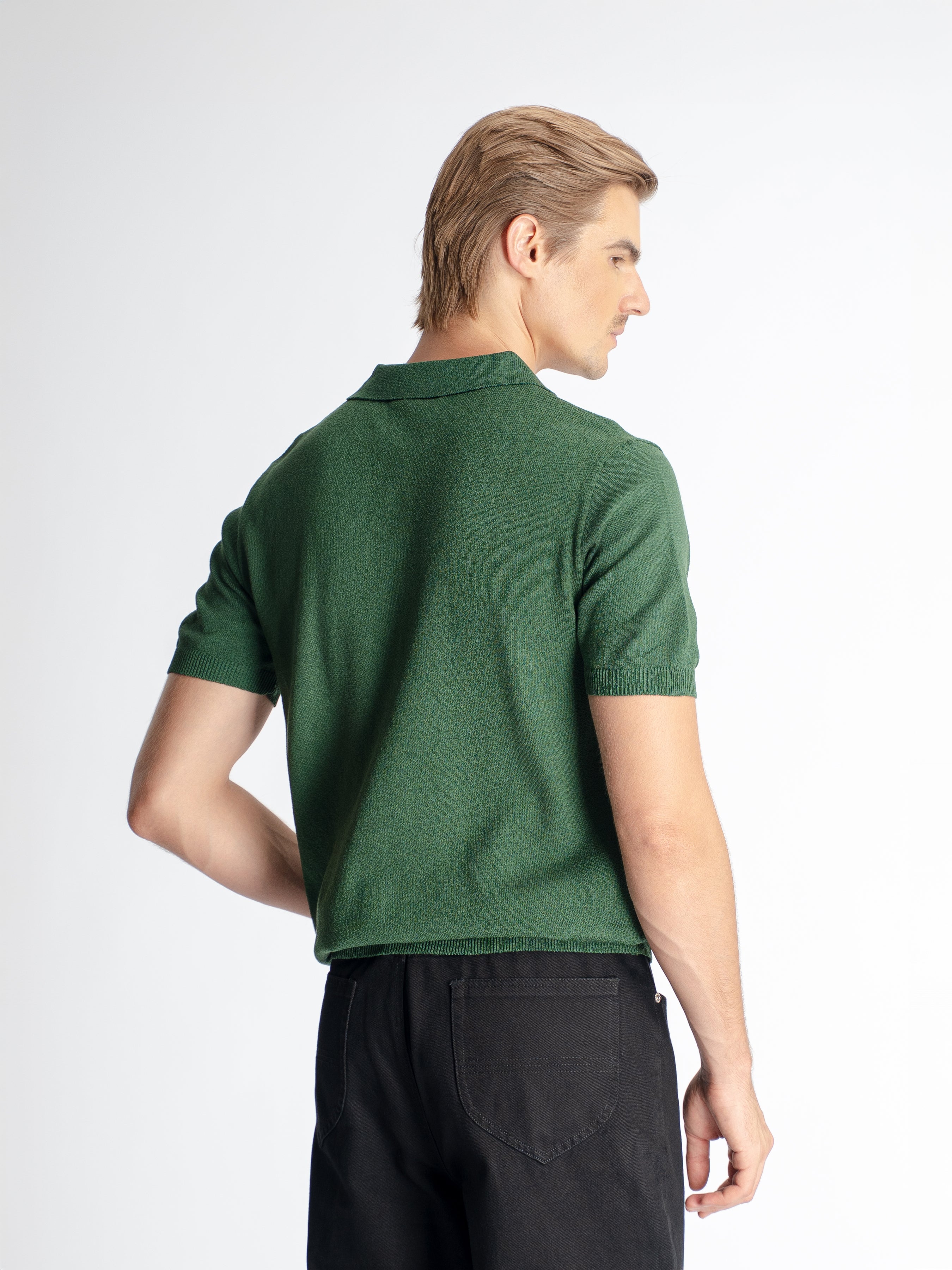 Noir Knit Polo Tee - Green