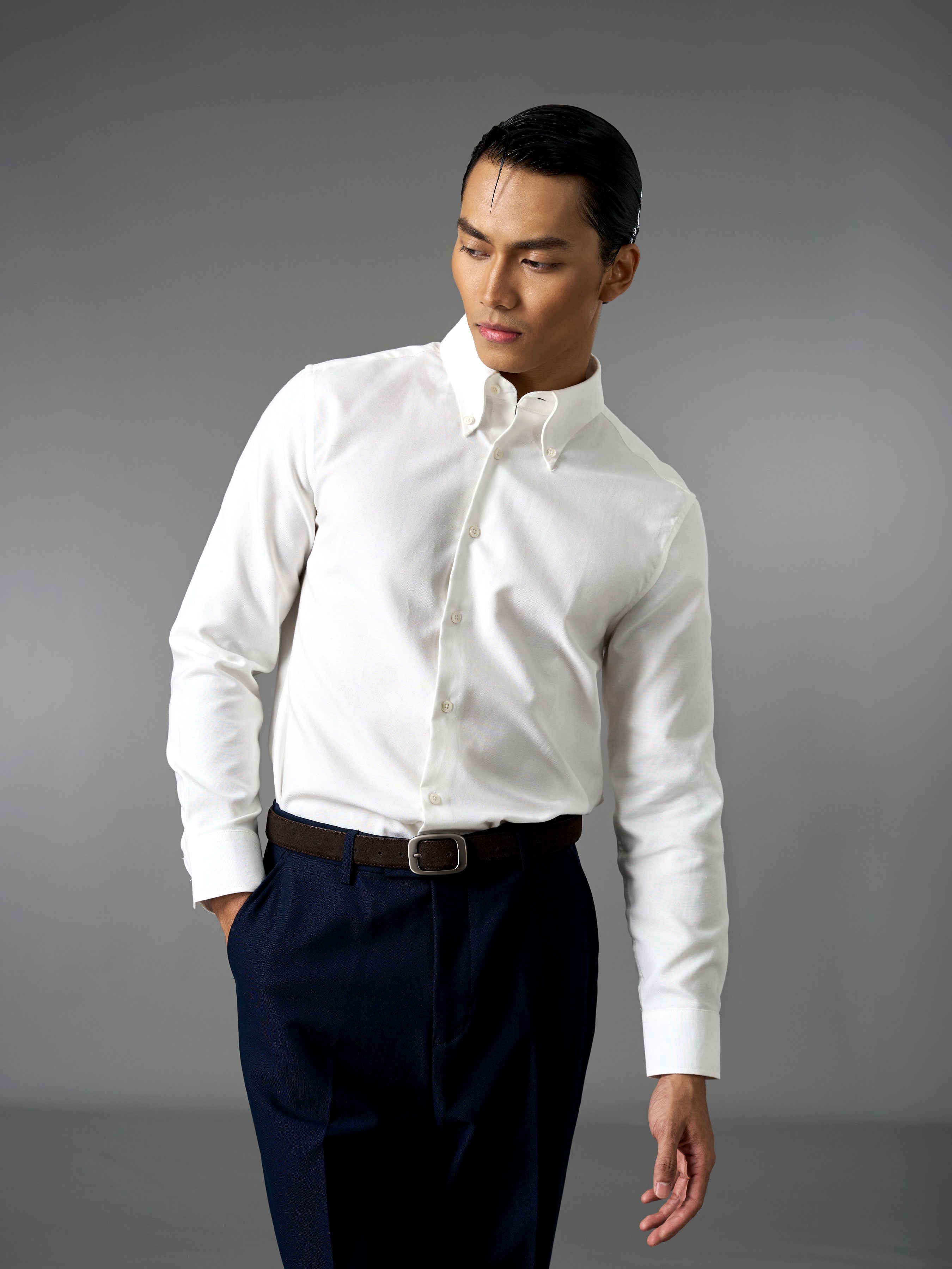 Oxford Shirt - White (Button Down Collar)
