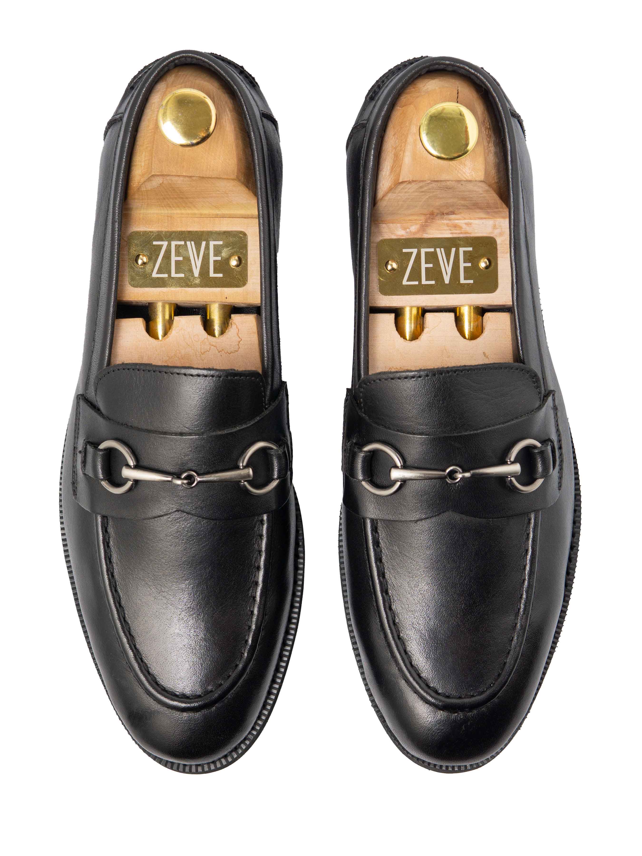 PennyLoaferHorsebitSilverBuckle-BlackLeather_04 - Zeve