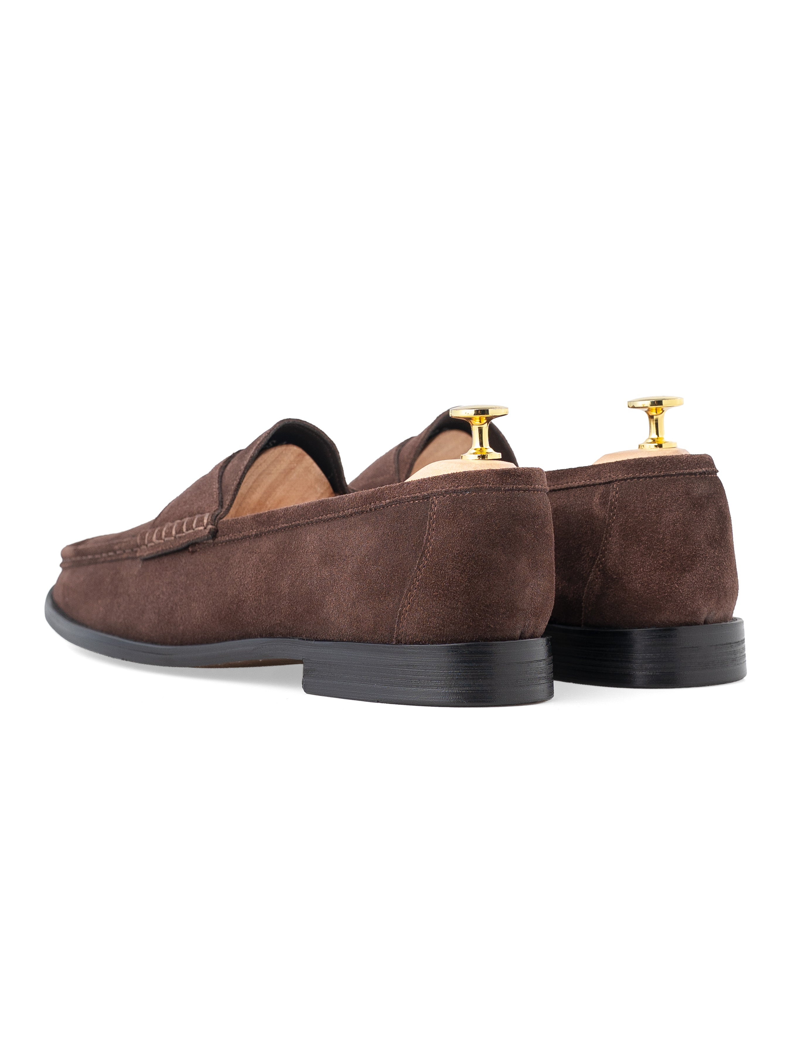 PennyMoccasinLoaferTobaccoBrownSuedeLeatherBack - Zeve