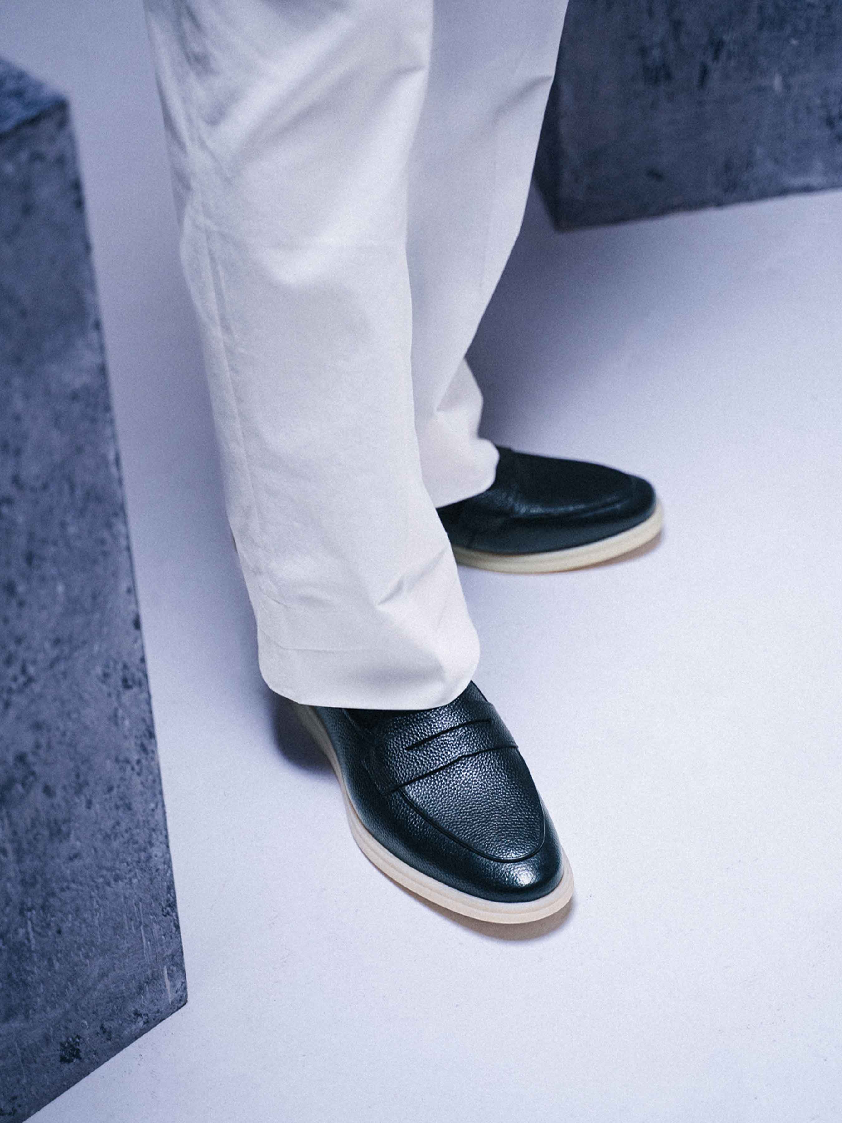 Pietro Belgian Loafer - Black Pebble Grain Leather (Soflex Sole)