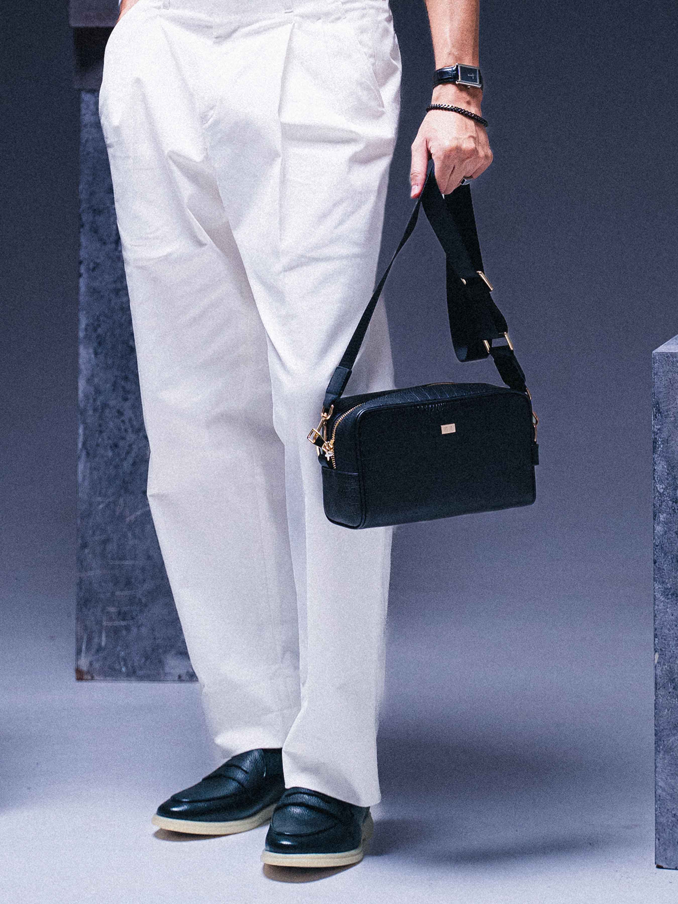 Ravello Clutch - Black Croco Leather