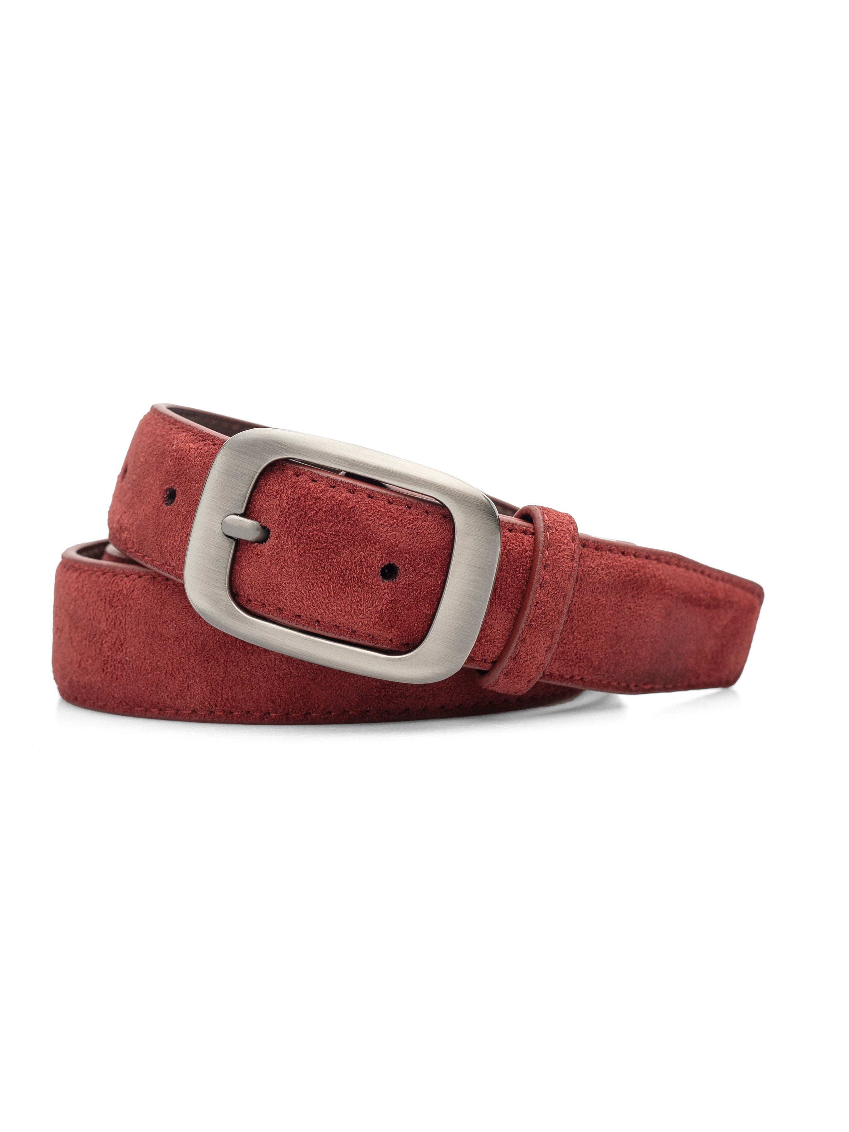 Suede Leather Belt with Palladium-Toned Buckle