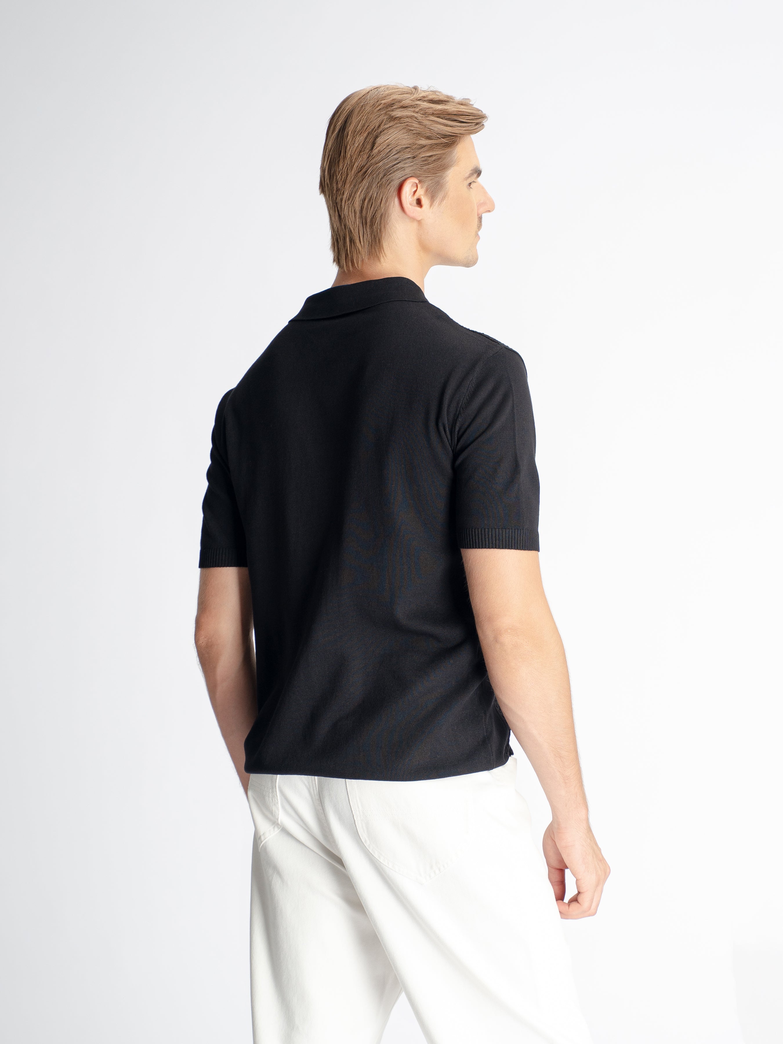 Renzo Knit Polo Tee - Black Quarter-Zip