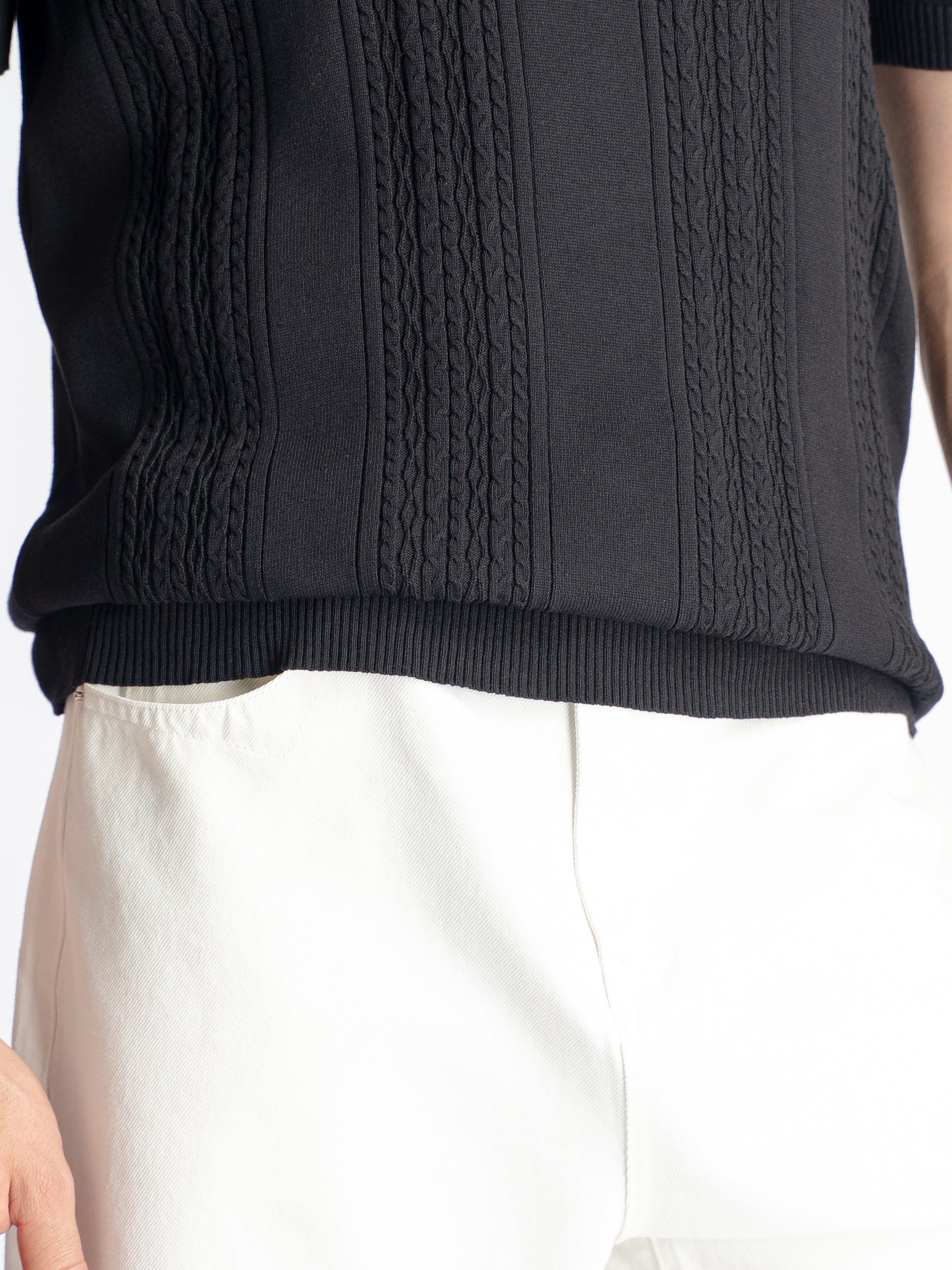 Renzo Knit Polo Tee - Black Quarter-Zip
