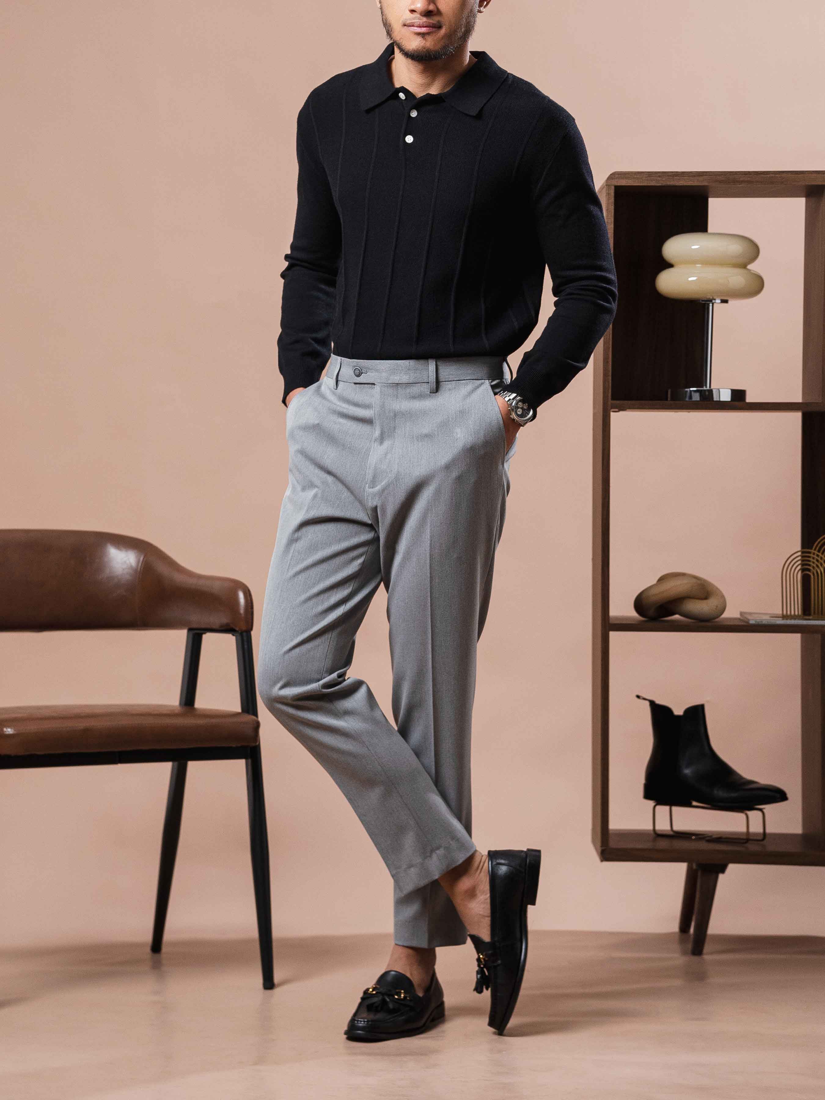 Roma Polo Knit - Black