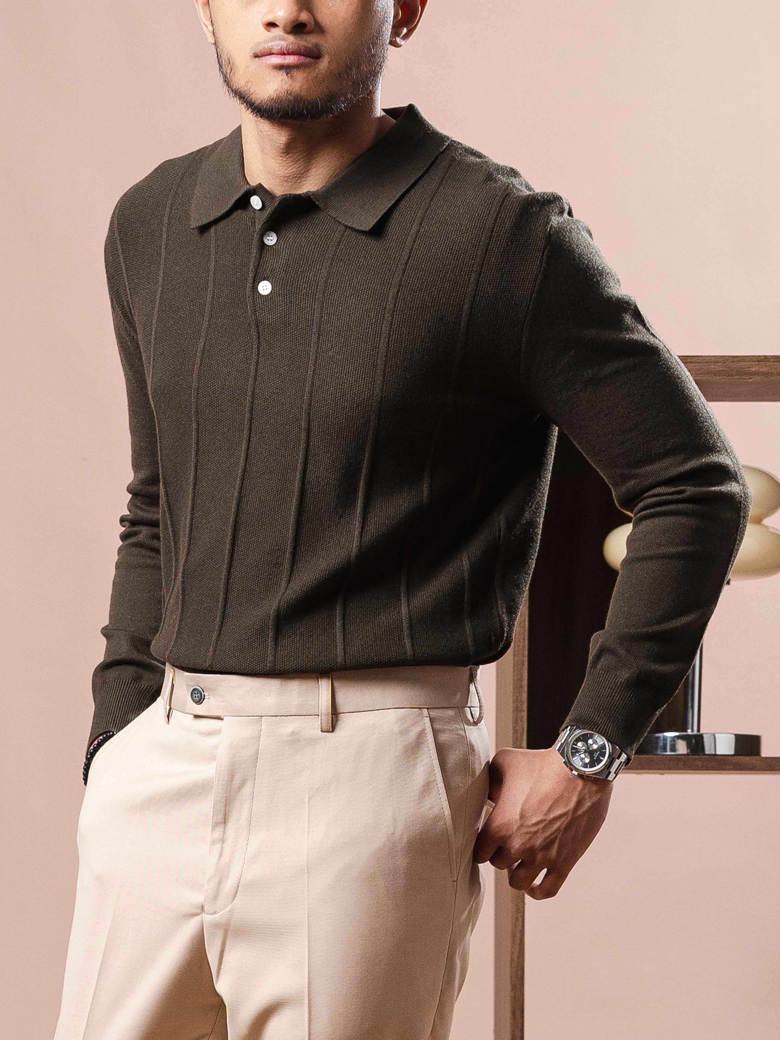 Roma Polo Knit - Army Green