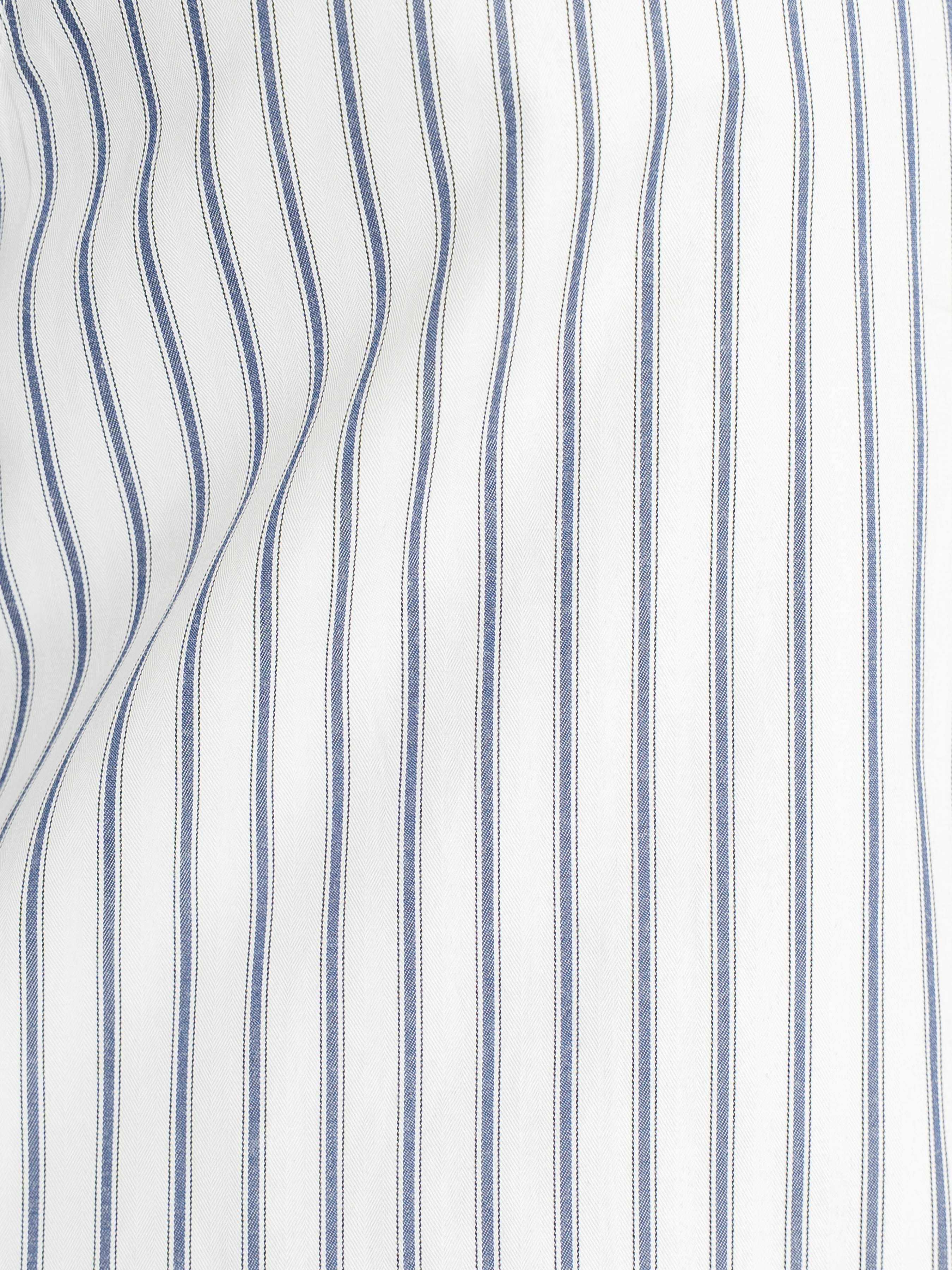 Romano Stripe Shirt – White Blue Stripe (Button-Down Collar)