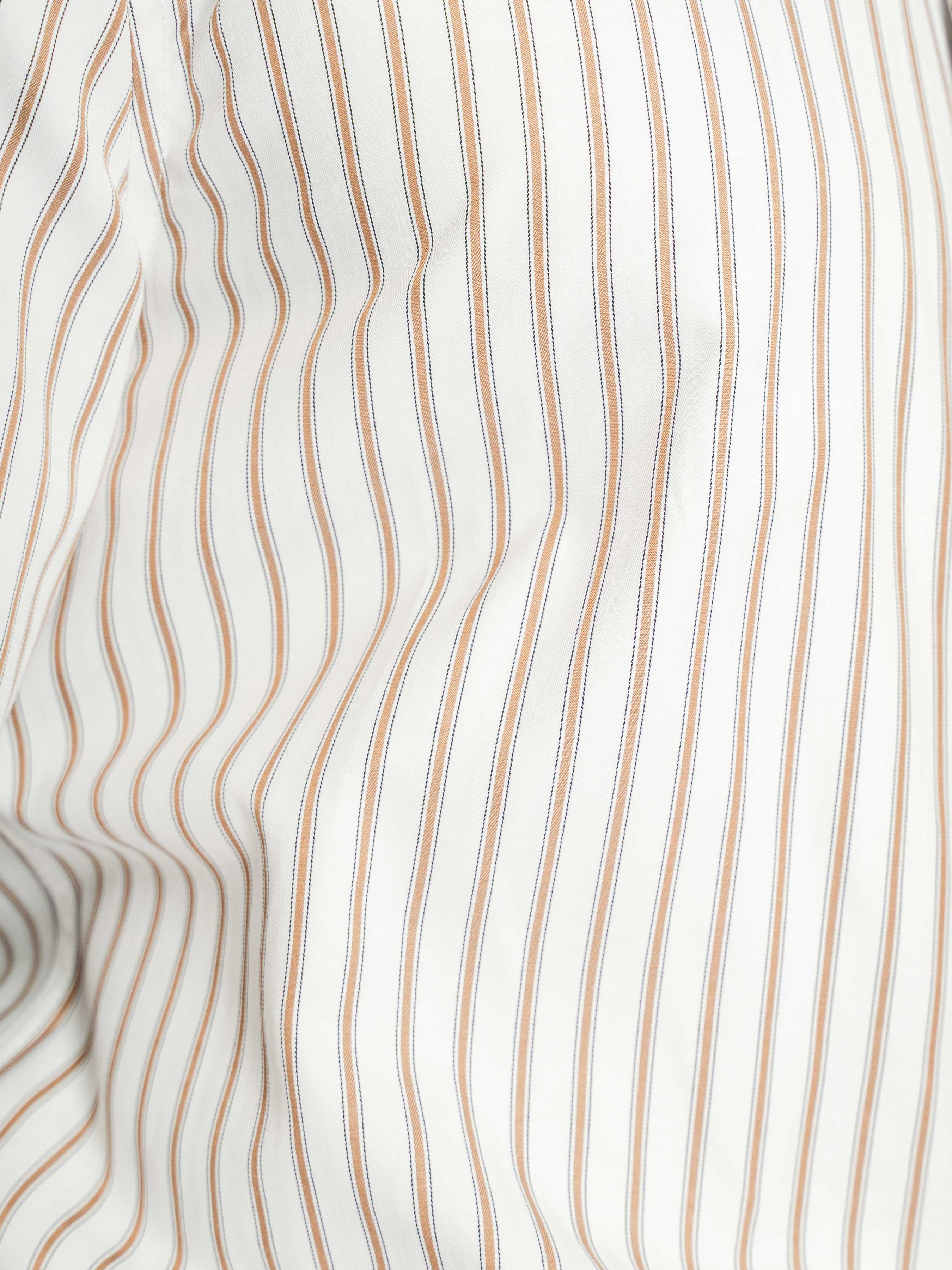 Romano Stripe Shirt – White Brown Stripe (Button-Down Collar)